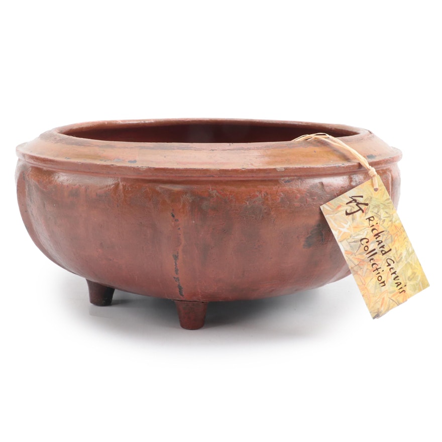 Burmese Bamboo and Red Lacquer Offering Bowl, Mid-Late 20th Century