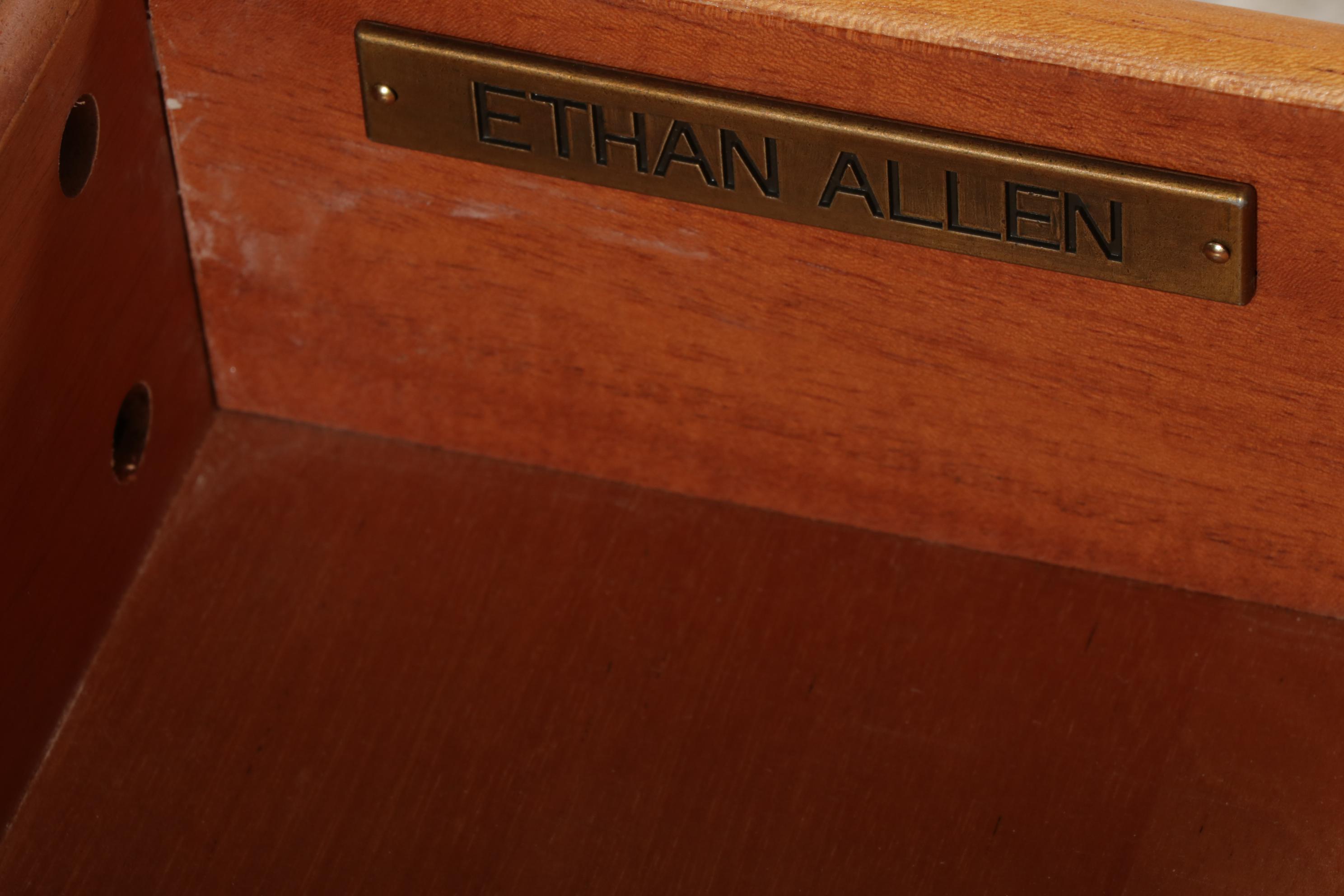 Ethan Allen "Clarendon" Gray-Stained Console Desk and "Ellen" Side Chair