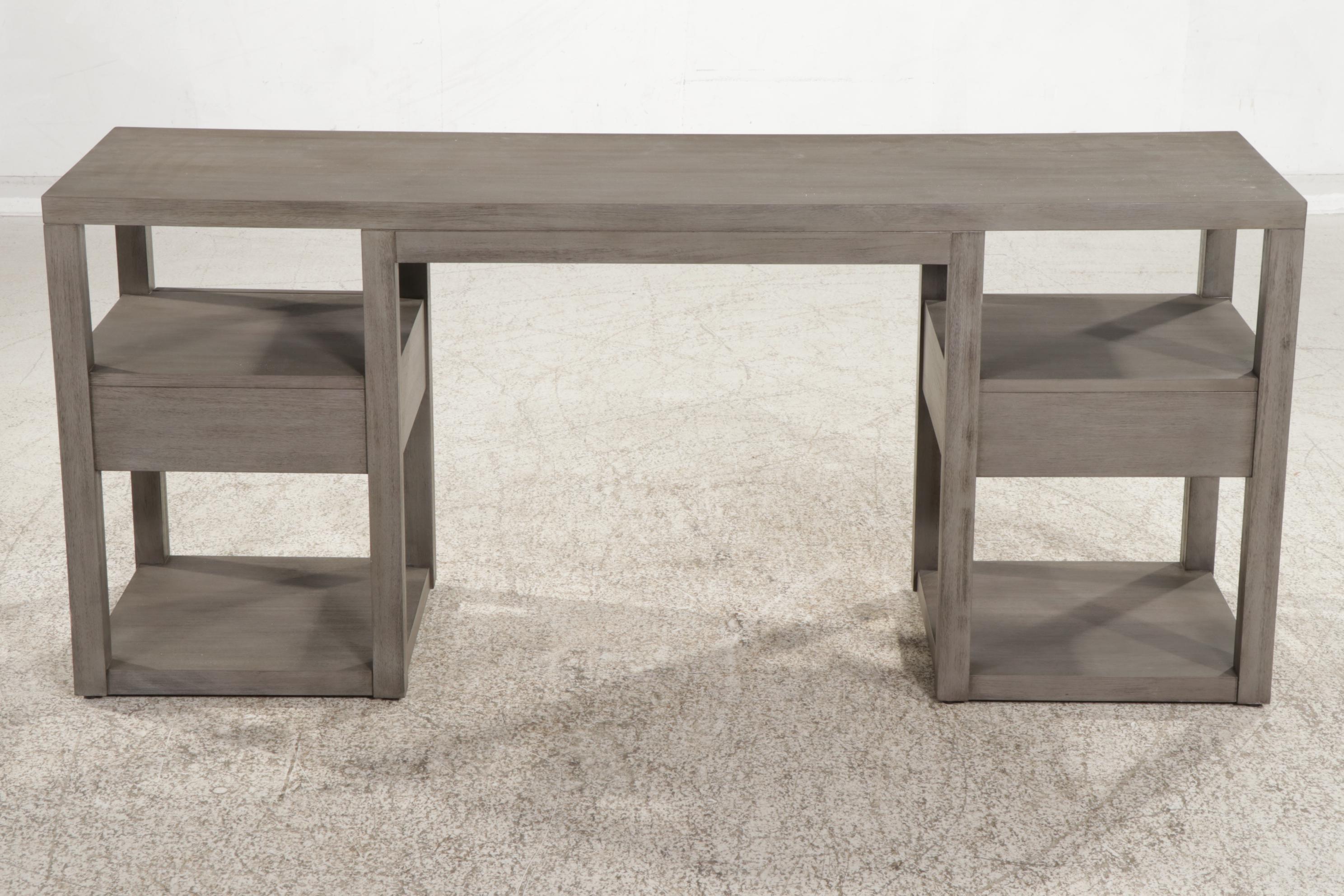 Ethan Allen "Clarendon" Gray-Stained Console Desk and "Ellen" Side Chair