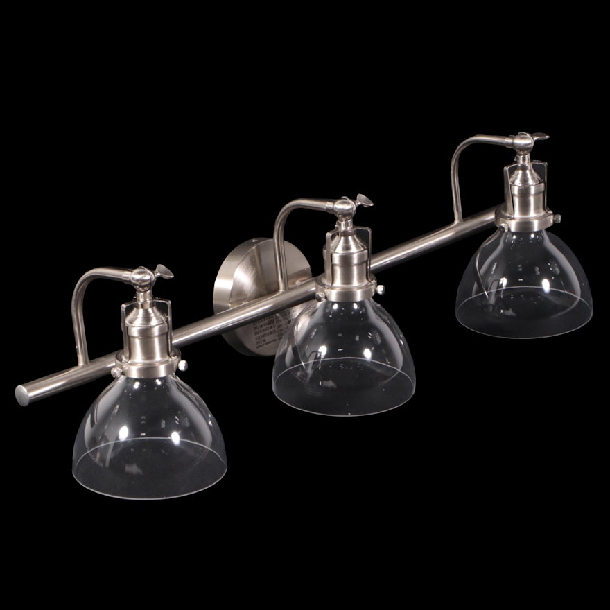 Threshold Industrial Style 3-Light Vanity Sconce in Satin Nickel