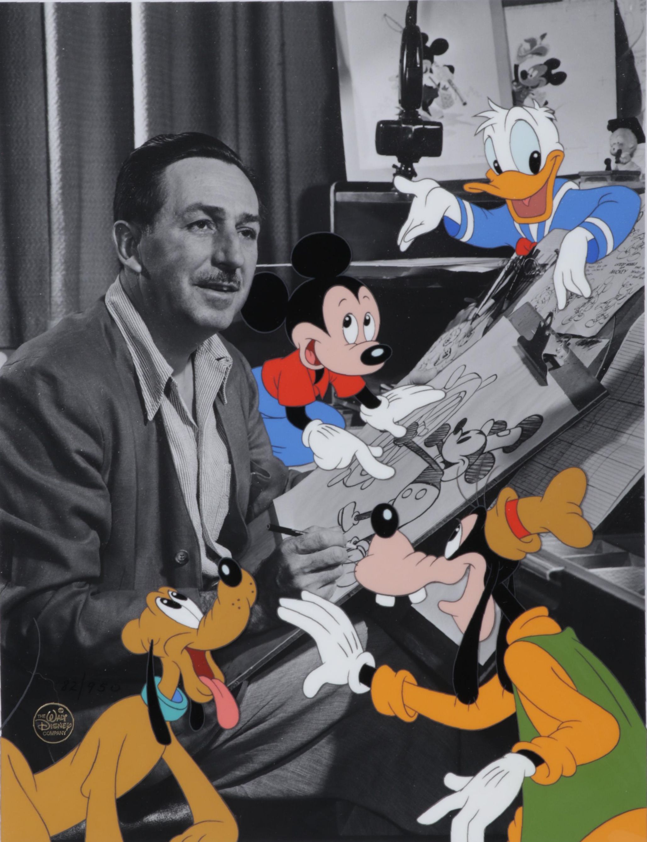 Walt Disney Company Hand-Painted Animation Cel "Walt's Drawing Board," 1994