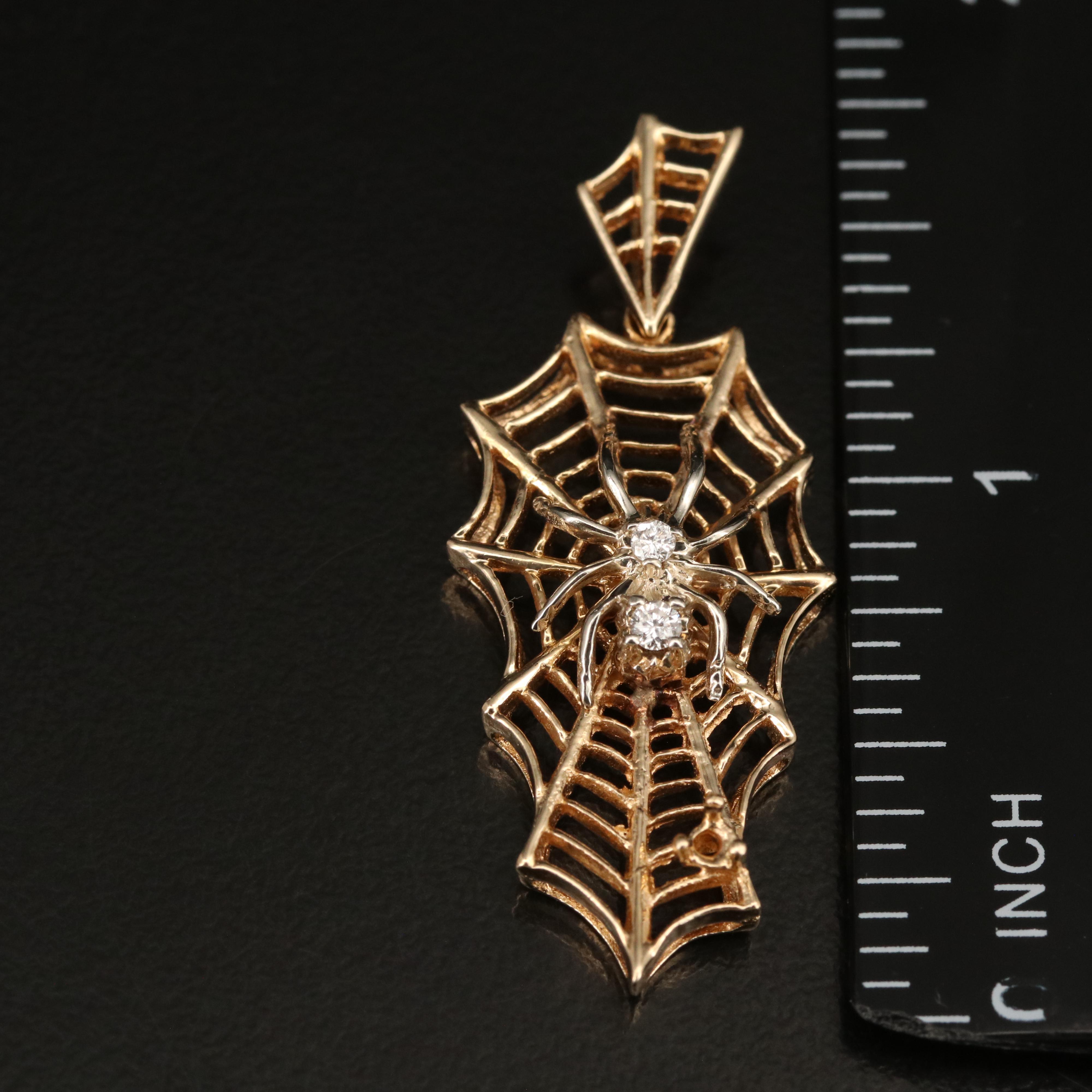14K 0.06 CTW Diamond Spider on Web Pendant
