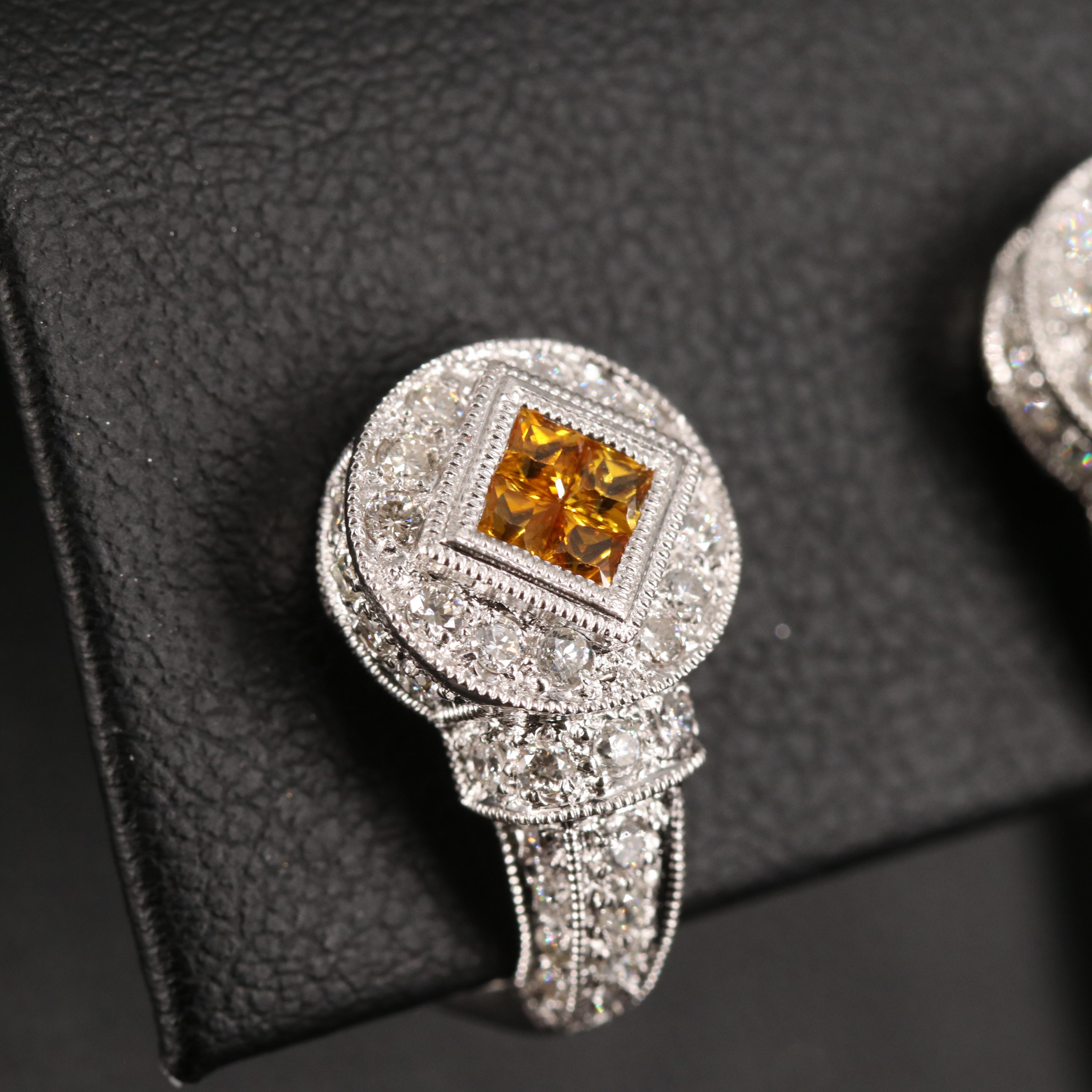 18K Sapphire and Diamond J Hoop Earrings