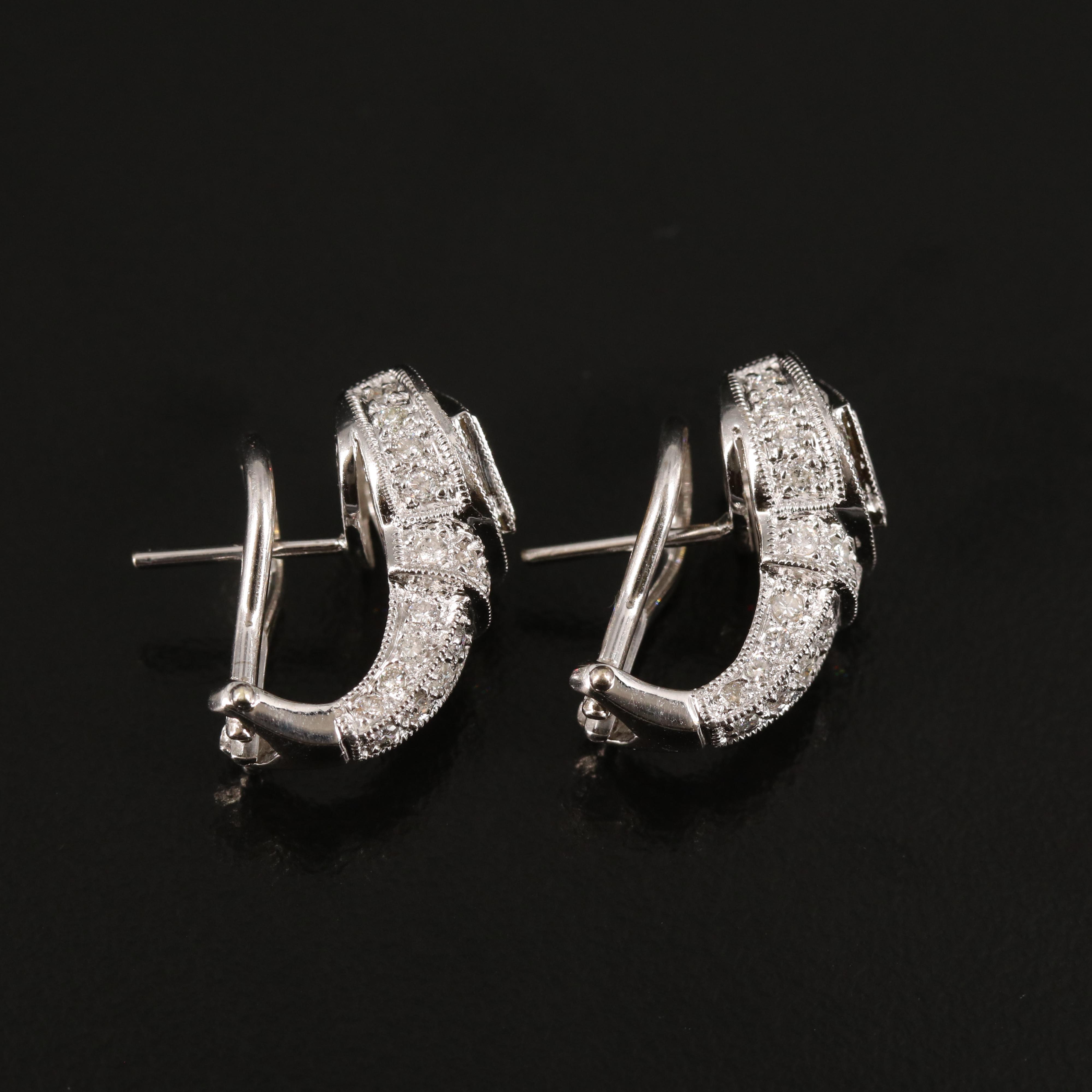 18K Sapphire and Diamond J Hoop Earrings