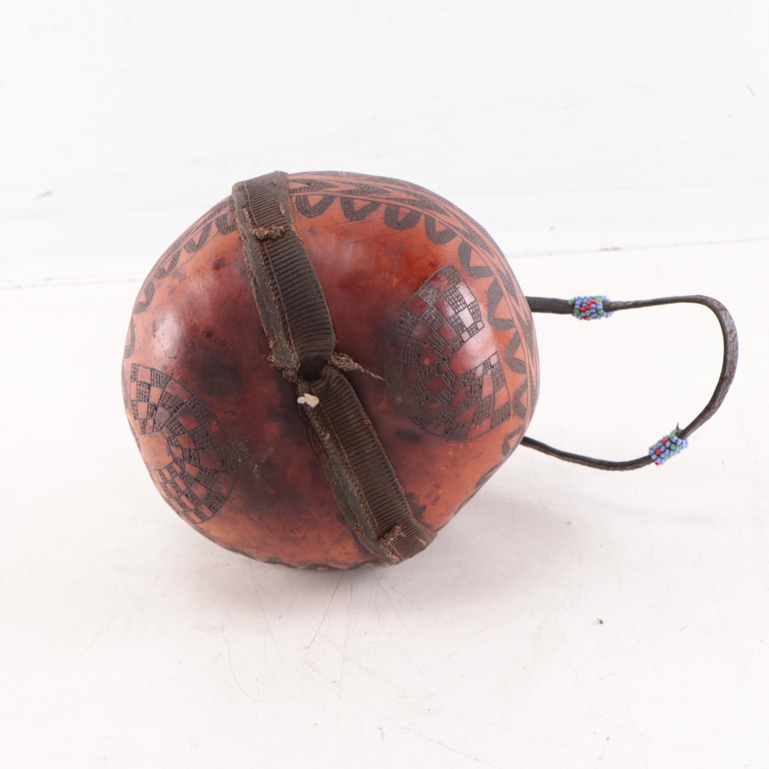 Southeast Asian Beaded and Hand-Carved Wooden Lidded Vessel