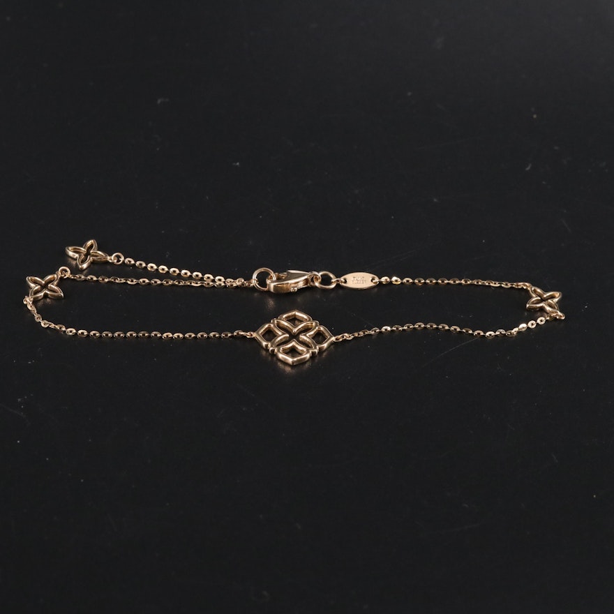 14K Quatrefoil Station Bracelet