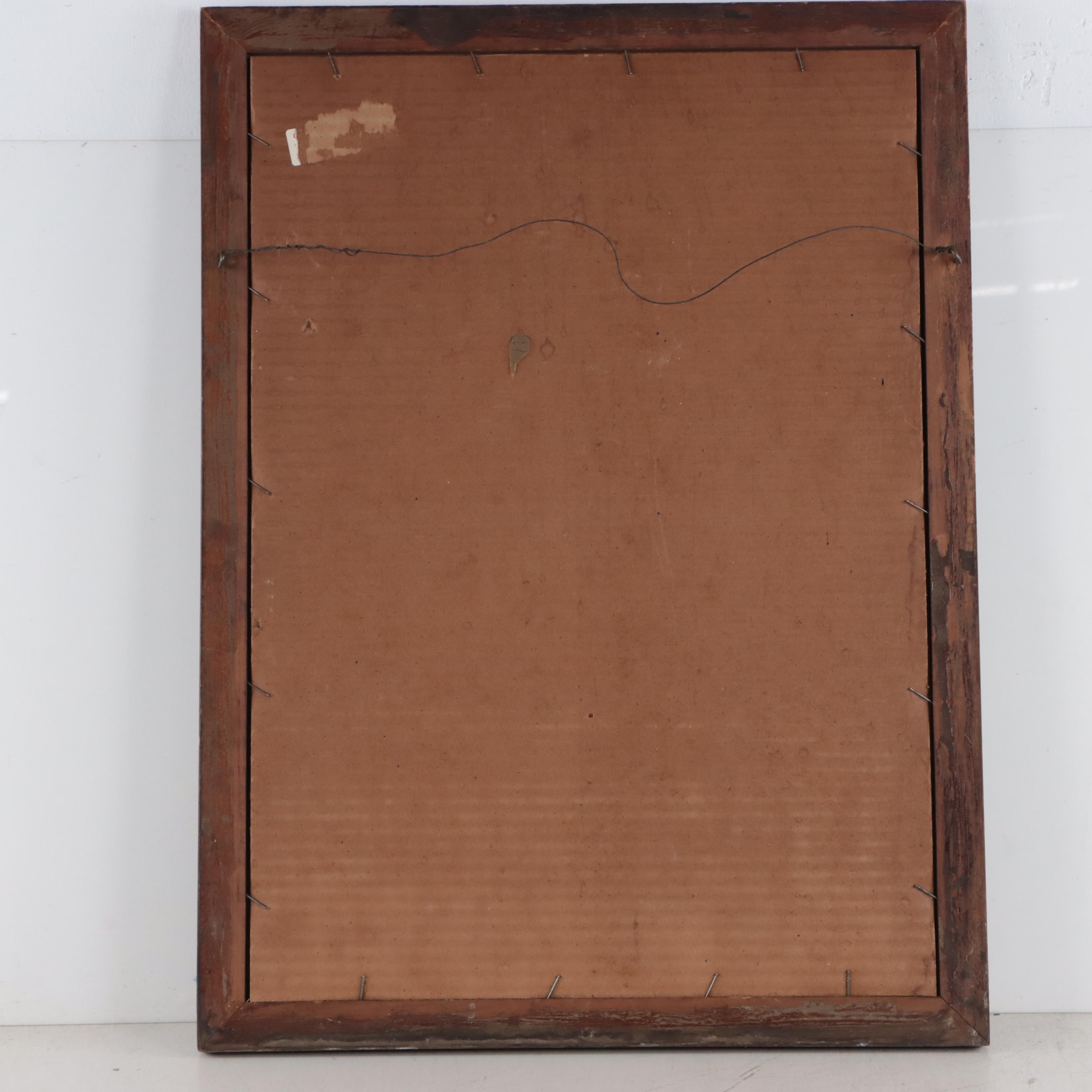 Watercolor Painting of Woman Leaning Against Building