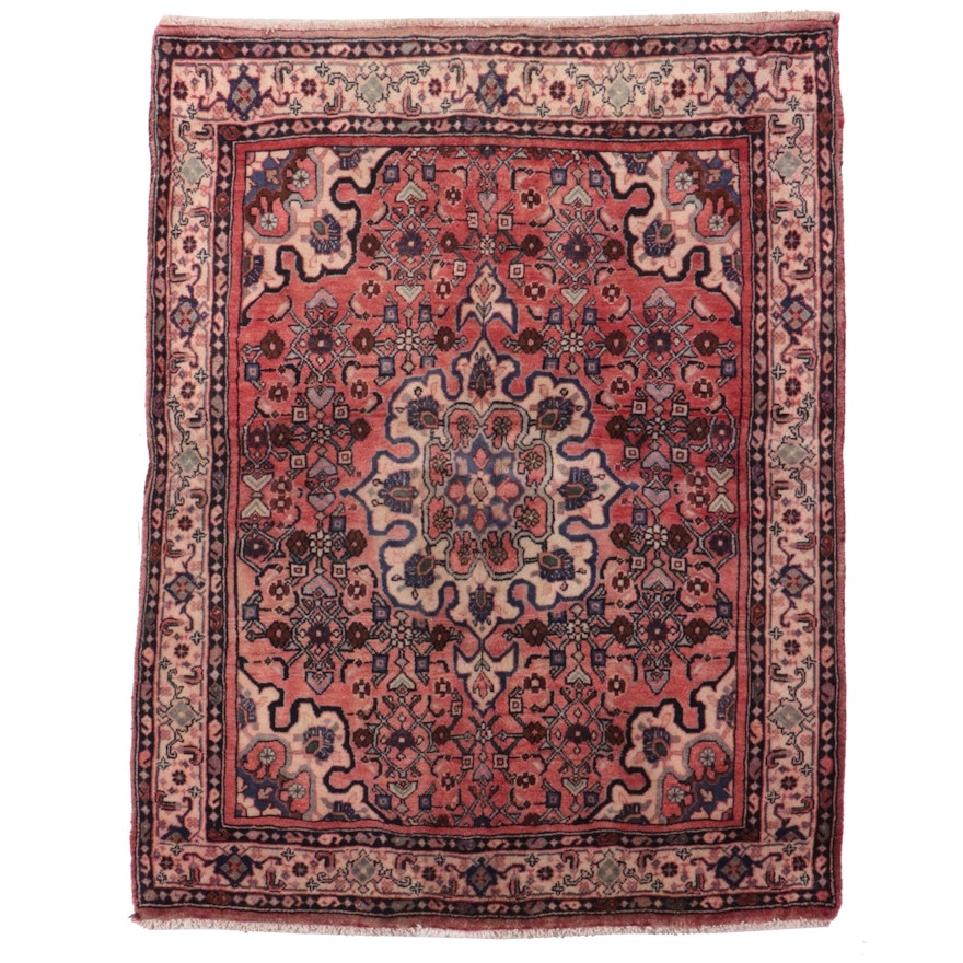 3'10 x 4'11 Hand-Knotted Persian Sarouk Accent Rug