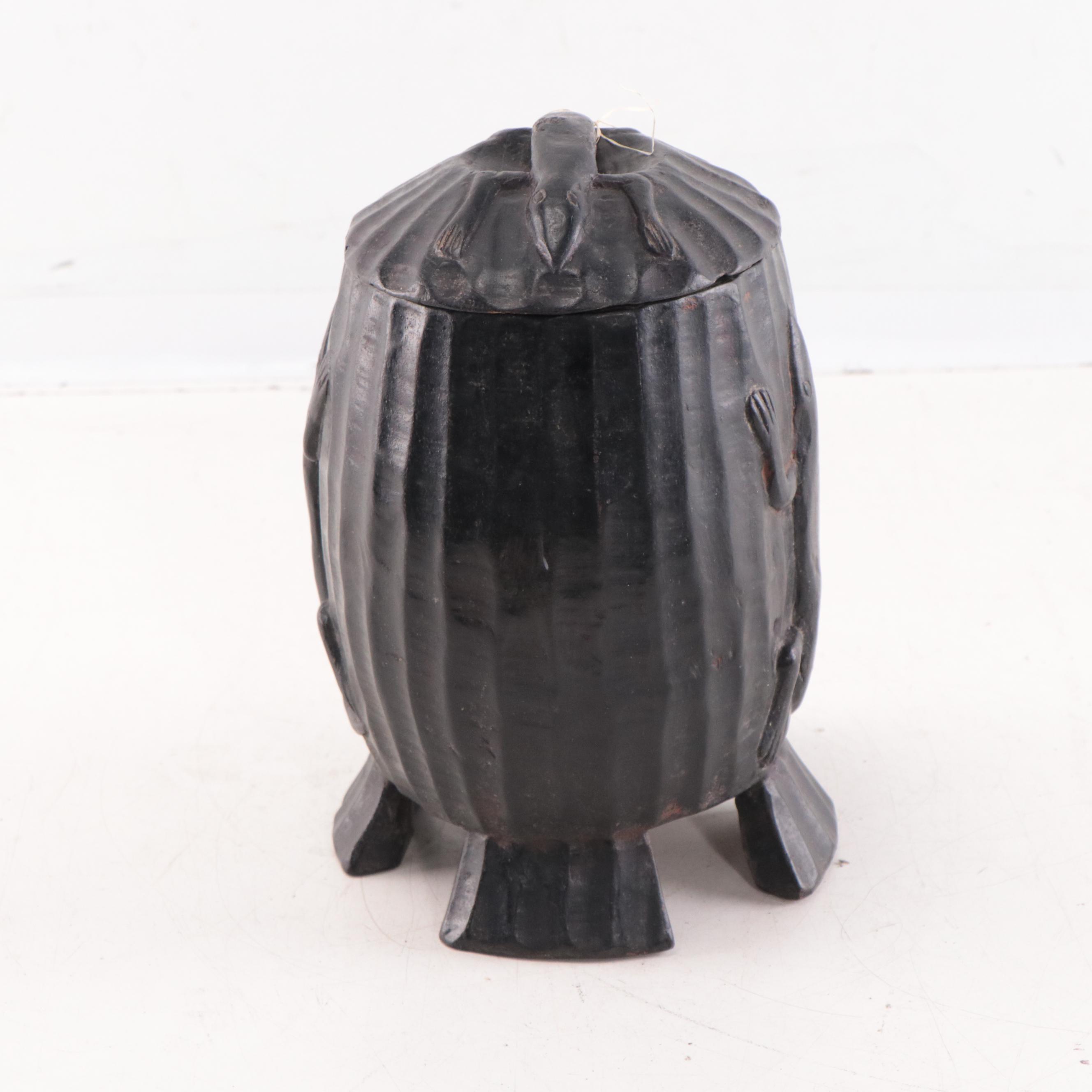 Ifugao "Bulul" Hand-Carved Wooden Lidded Jar, Philippines