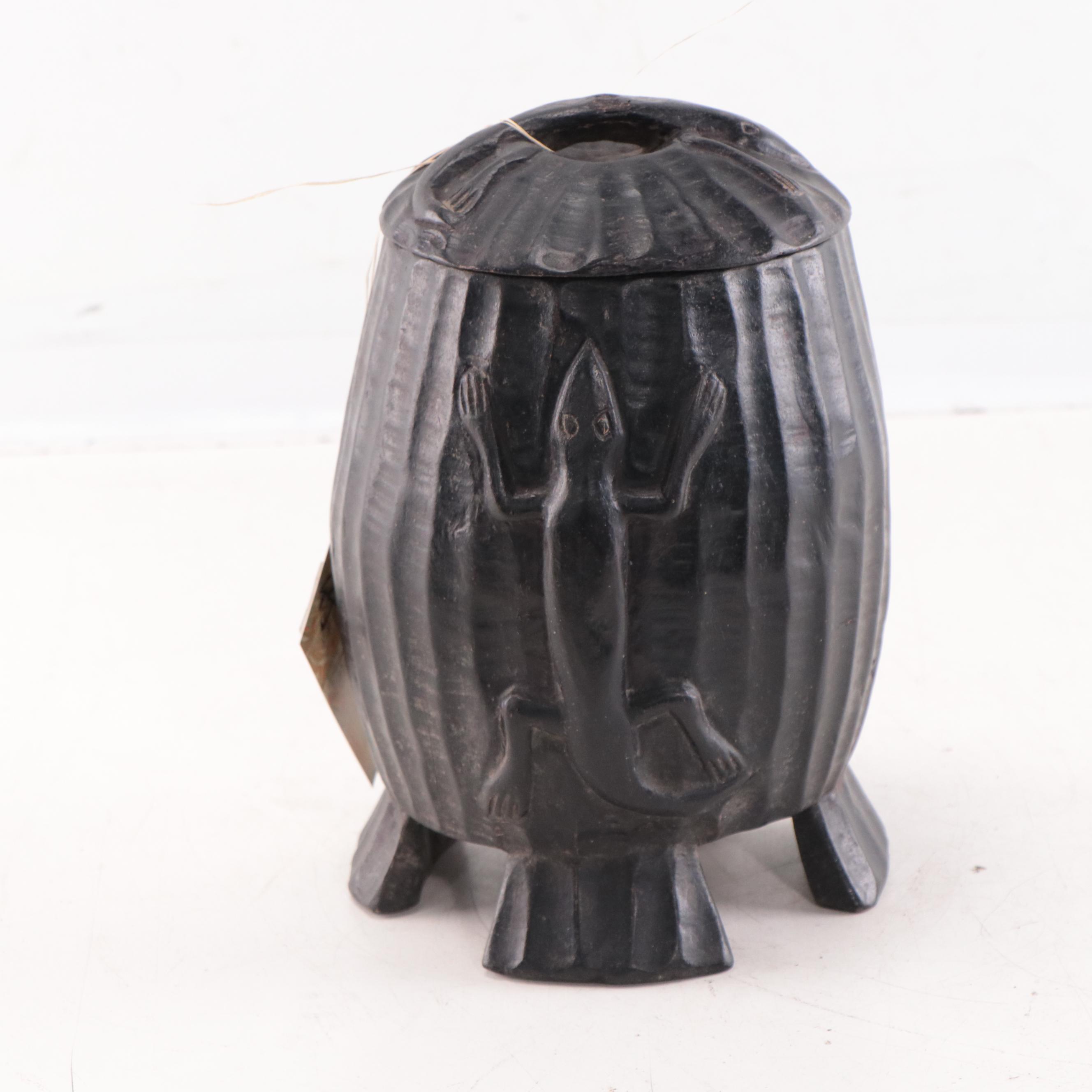 Ifugao "Bulul" Hand-Carved Wooden Lidded Jar, Philippines