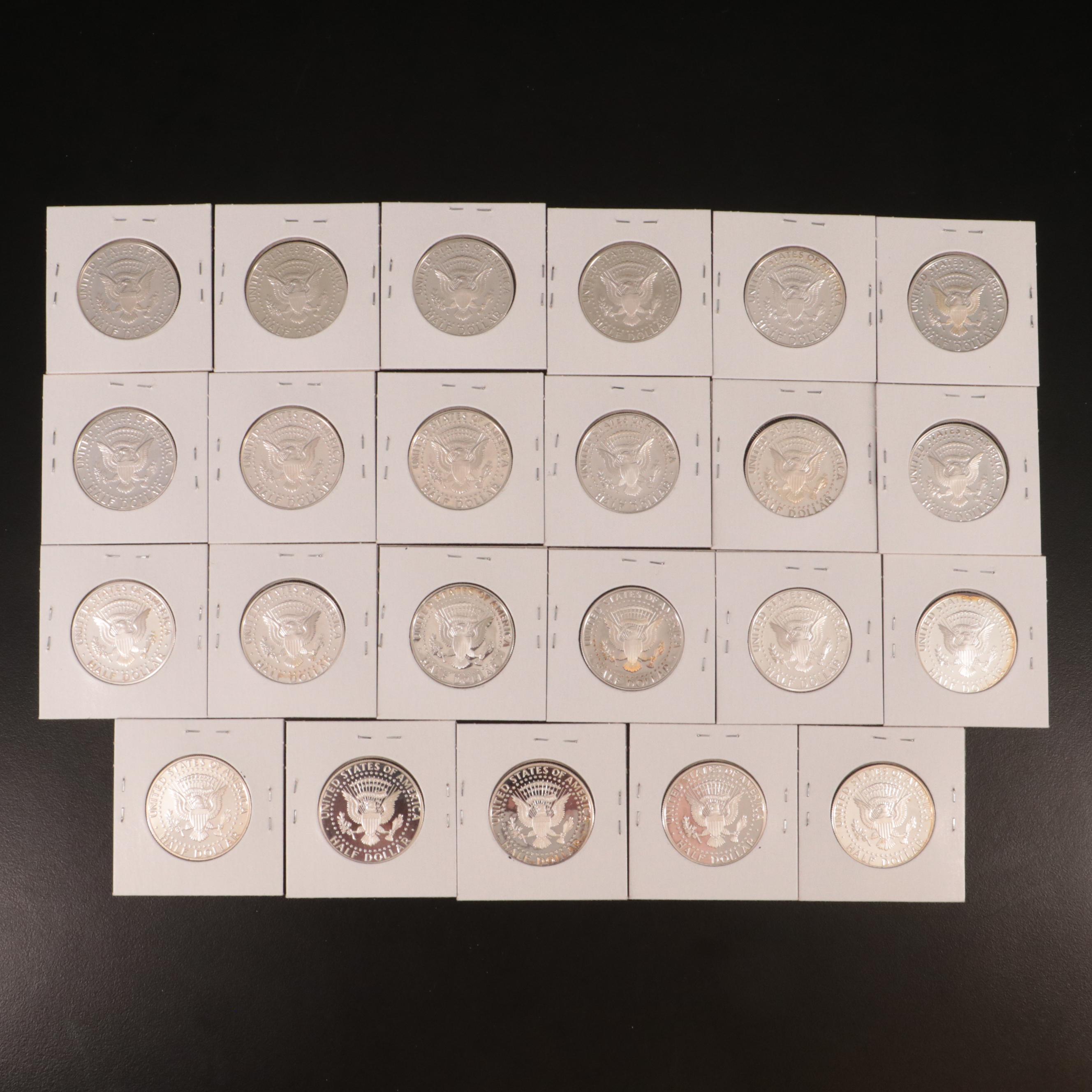 Twenty-Three Kennedy Silver Proof Half Dollars, 1992-S to 2014-S
