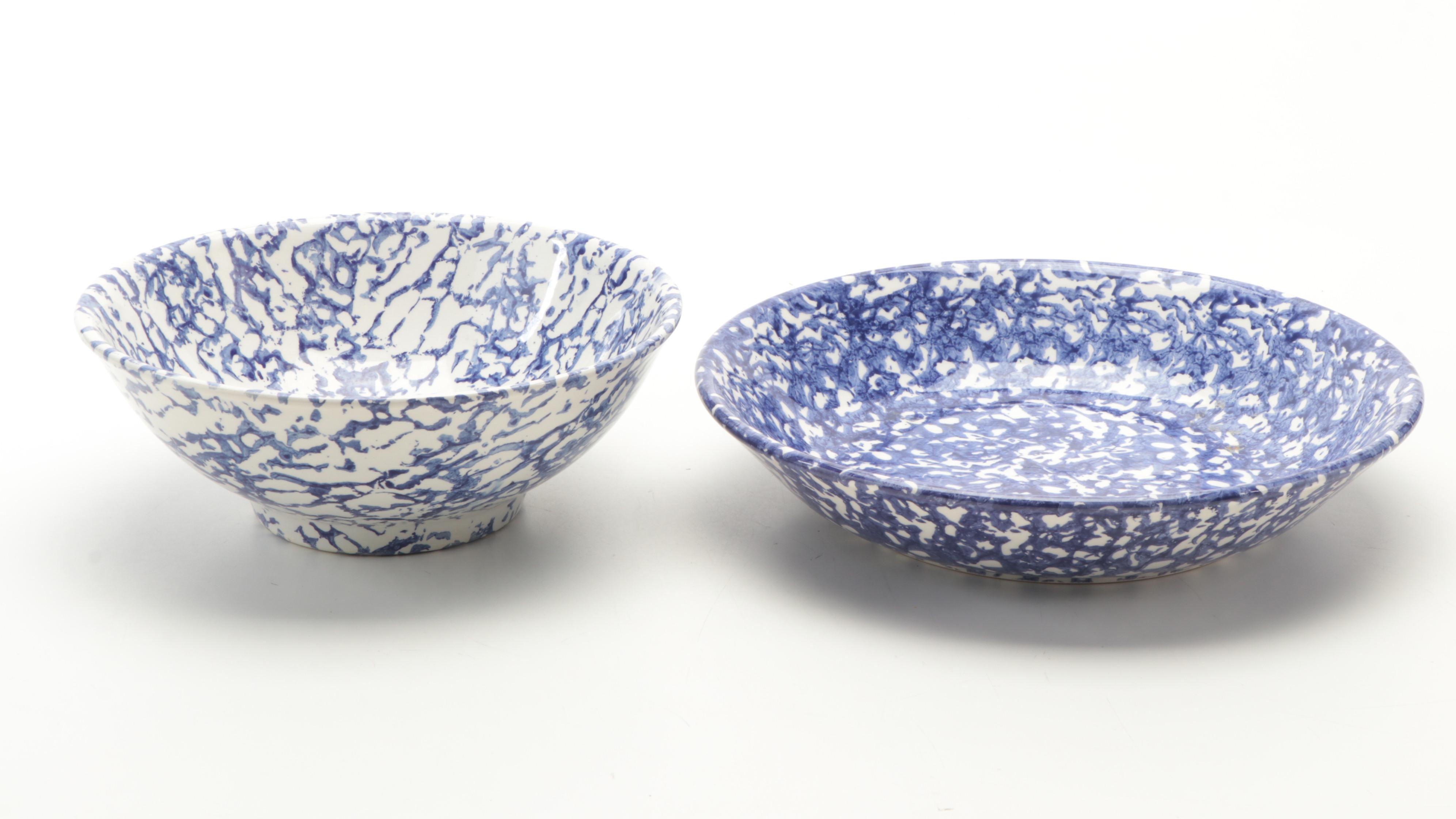 Pottery Barn and Crown Ceramic Plates with Other Splatterware Bowls