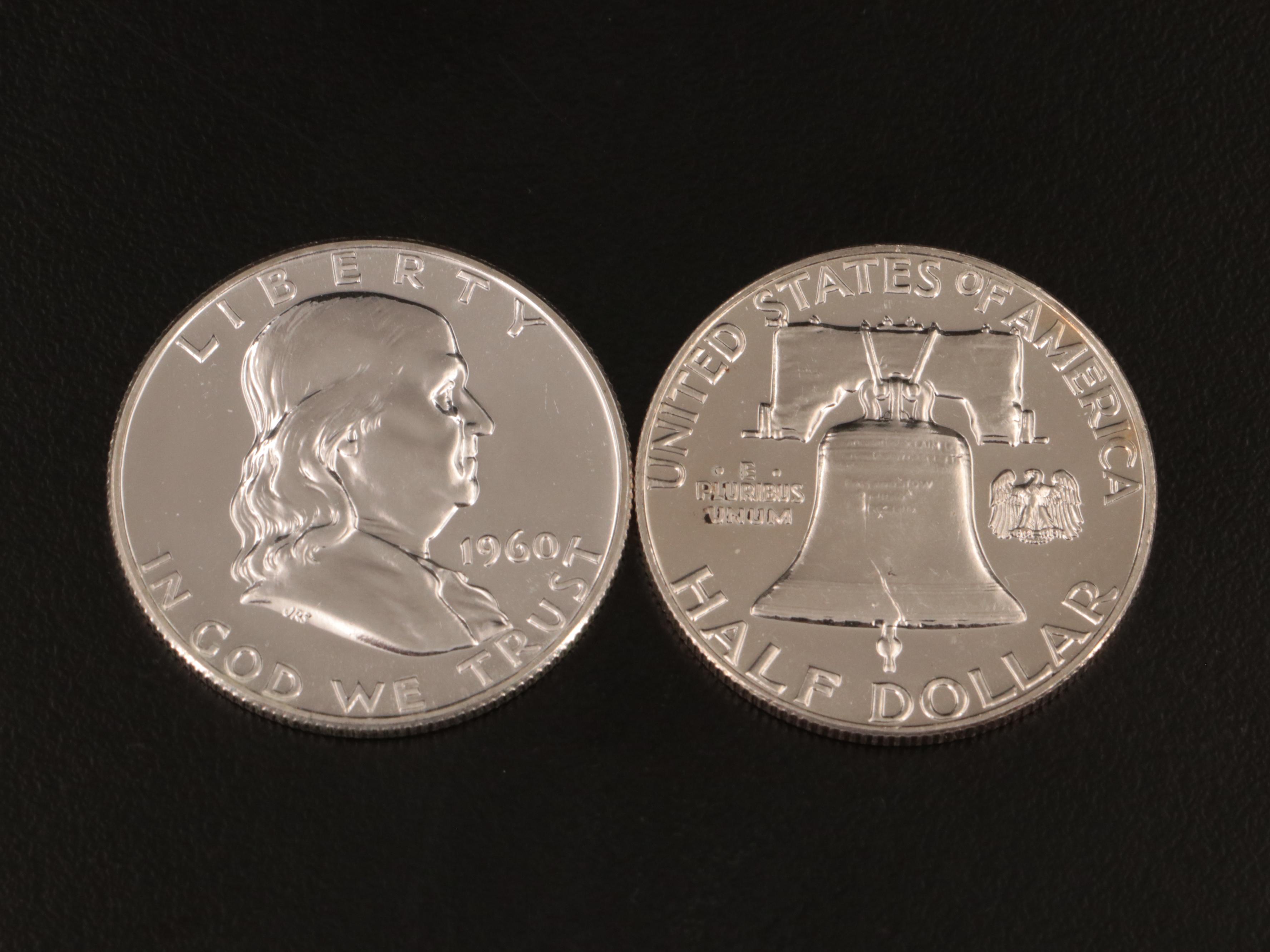 Ten 1960 and 1961 Proof Franklin Half Dollars