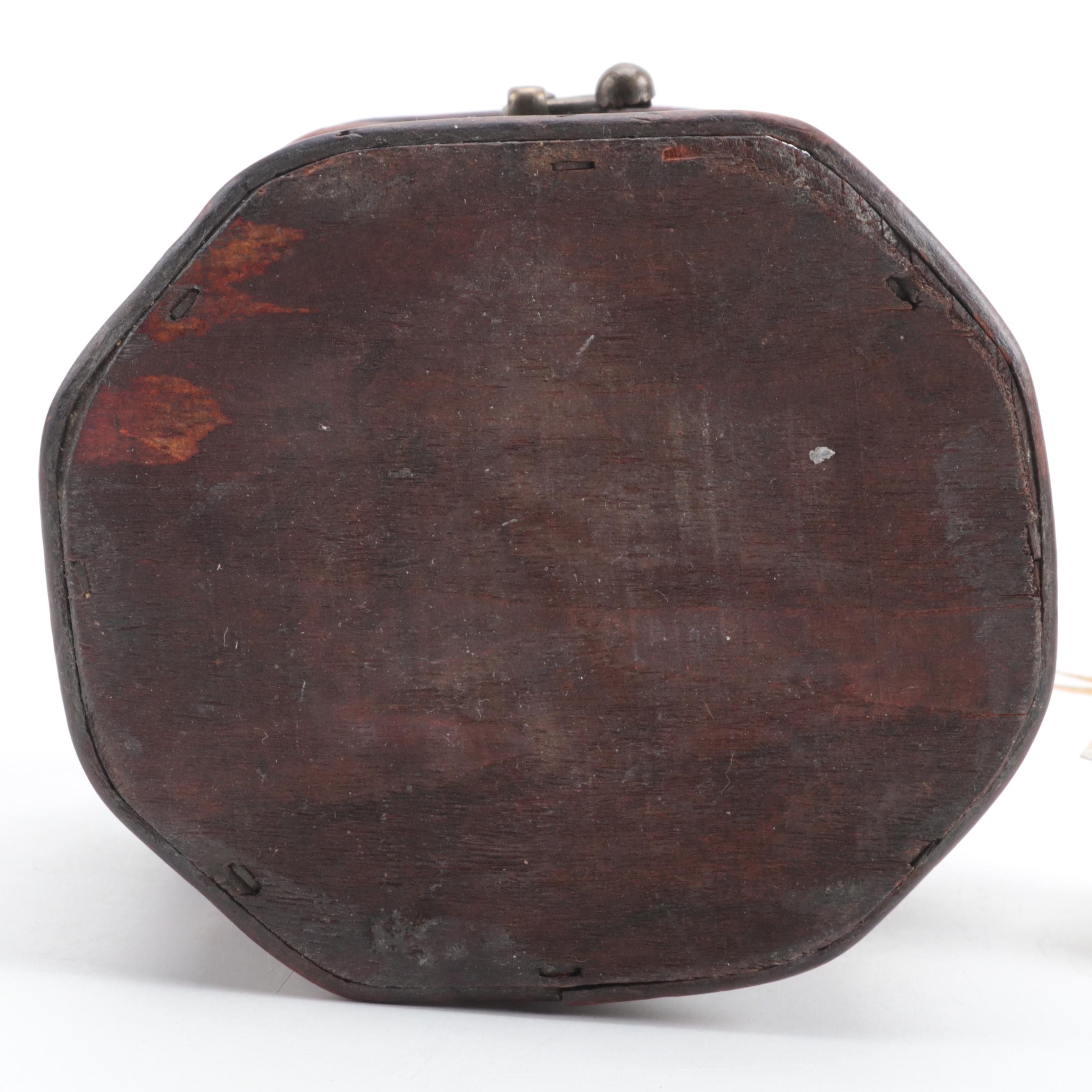 Indonesian Bamboo Box with Burmese Bamboo Woven Basket and Black Lacquer Box