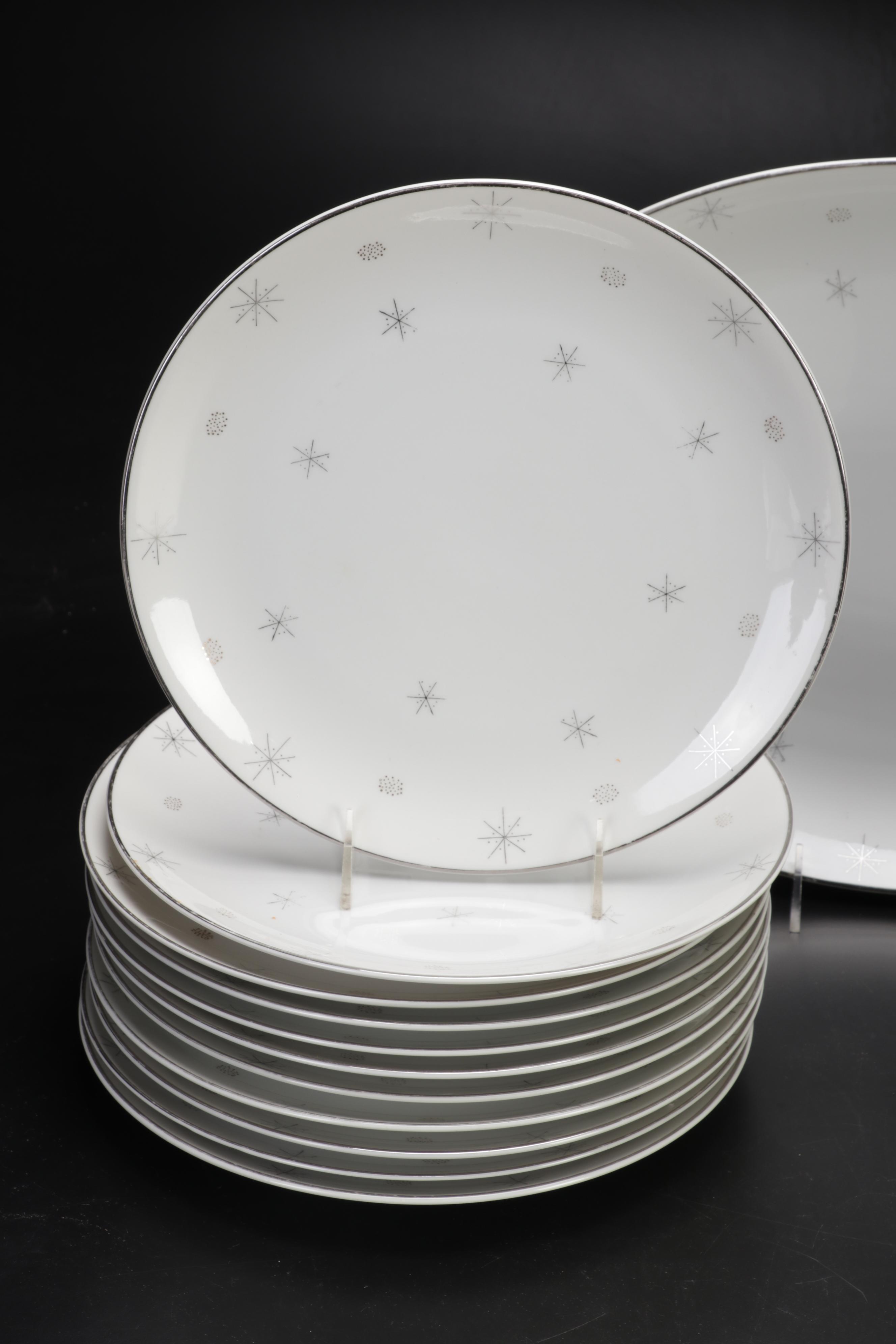 Mid-Century Japanese "Snowflake" Porcelain Dinnerware and Serveware