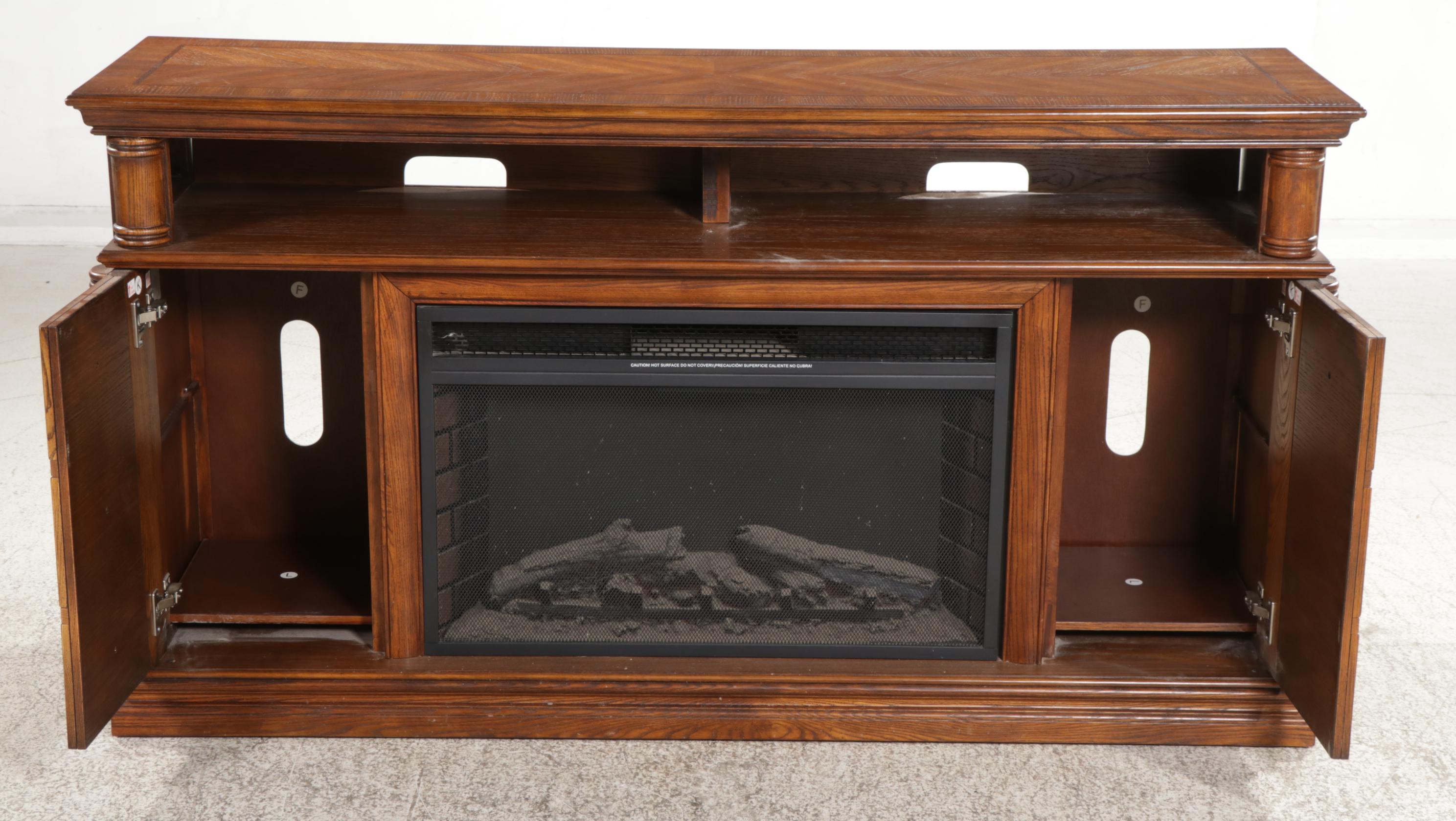 Febo Flame Electric Fireplace in Oak Media Cabinet