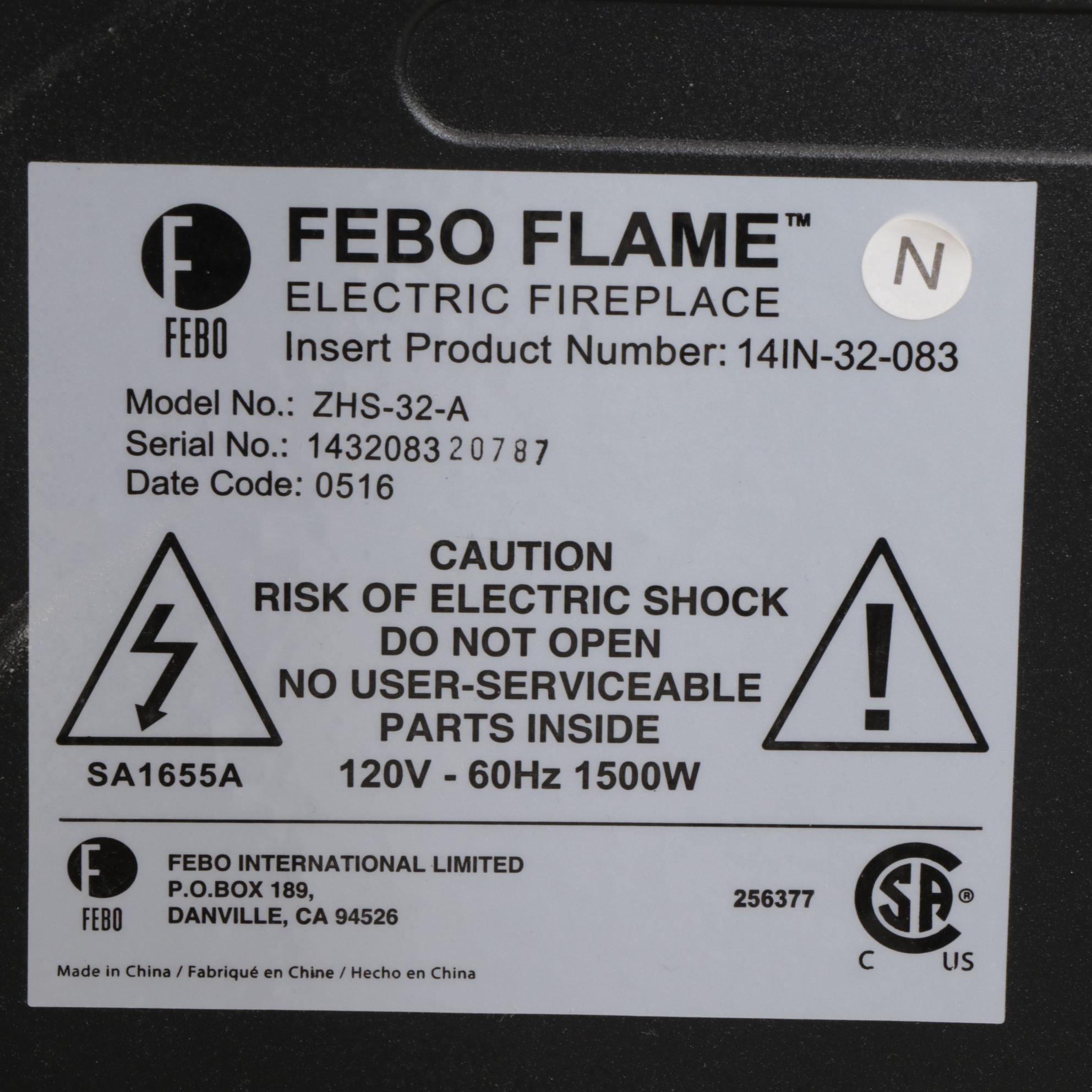 Febo Flame Electric Fireplace in Oak Media Cabinet