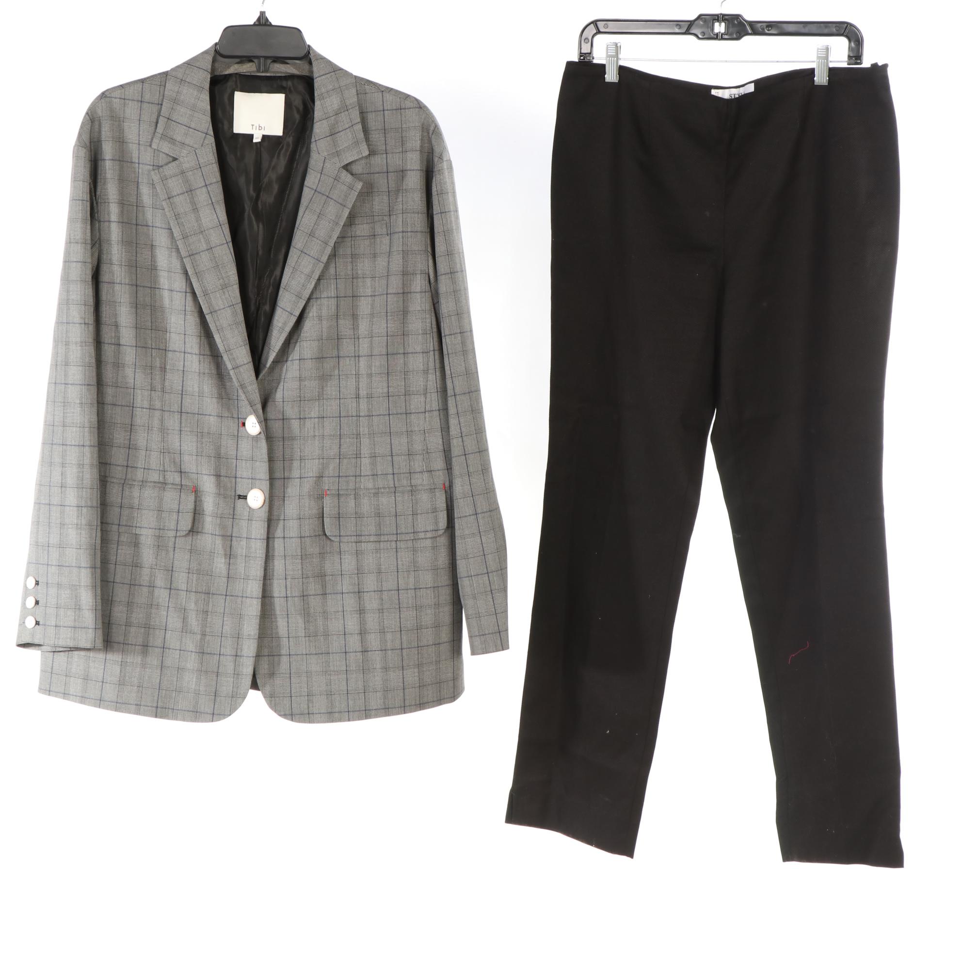 Tibi Boyfriend Jacket, Style Straight Pants, and Joe's Wide Raw Hem Kicker Jeans