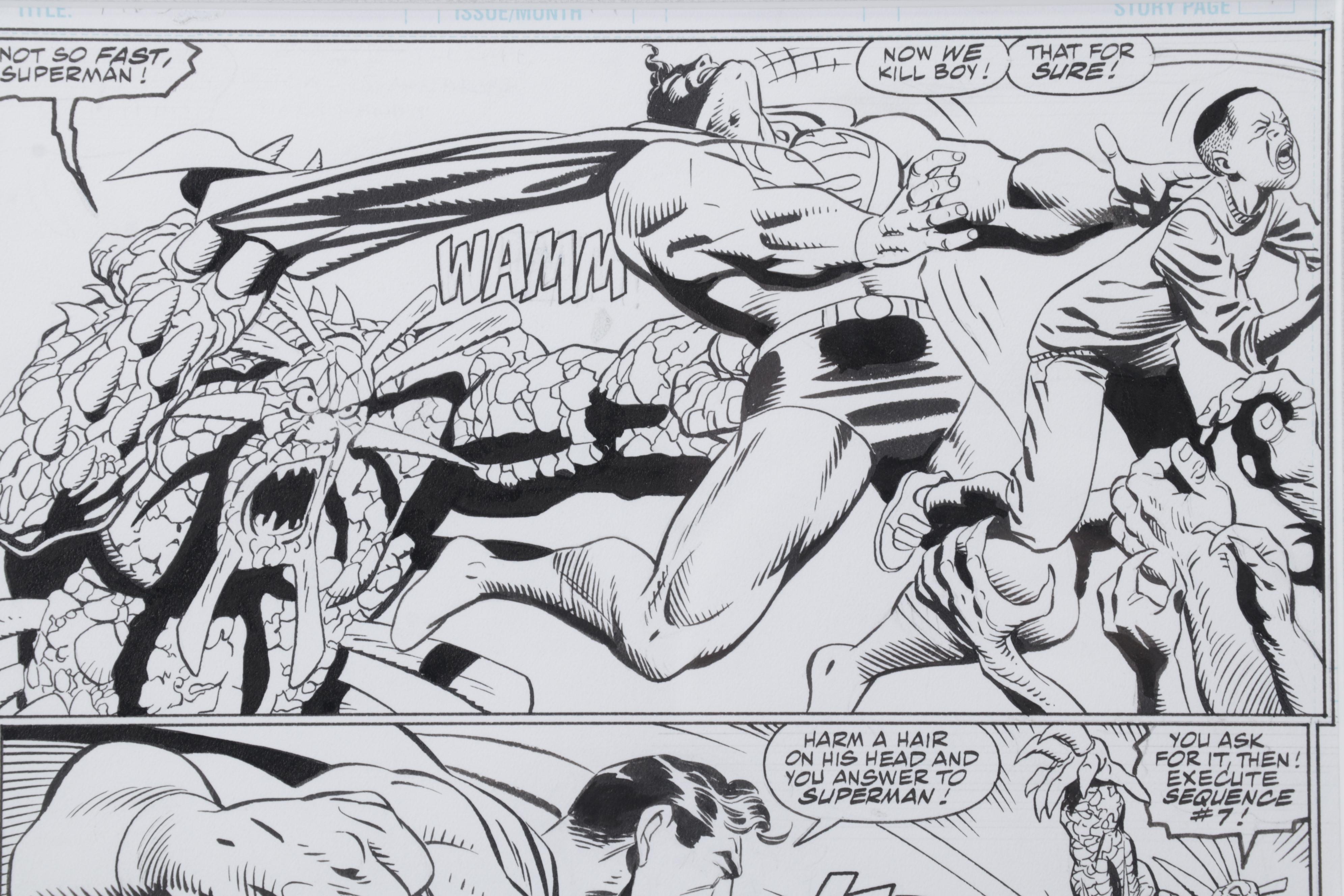 DC Comics Ink Drawing Draft Featuring Superman, Circa 1993