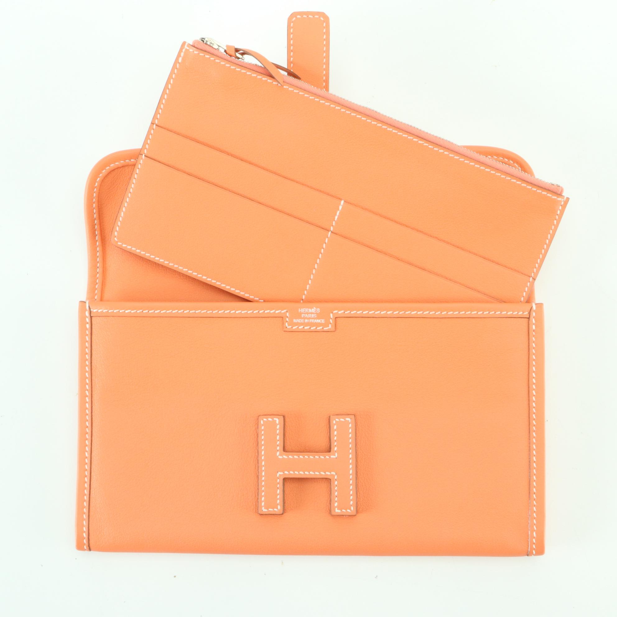 Hermès Jige Duo Wallet Clutch in Swift Leather