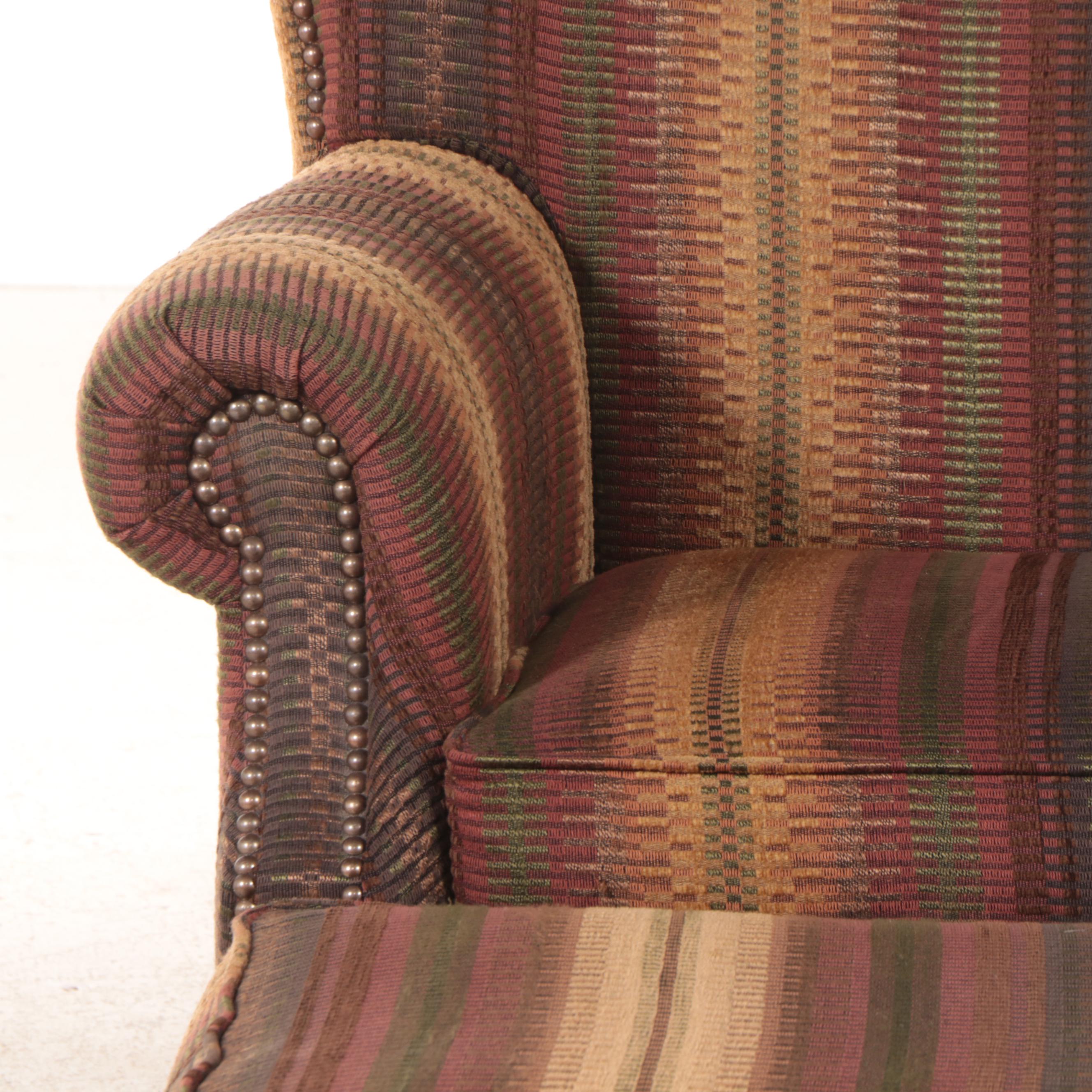 Fairfield Chair Company Custom-Upholstered Wingback Armchair and Ottoman