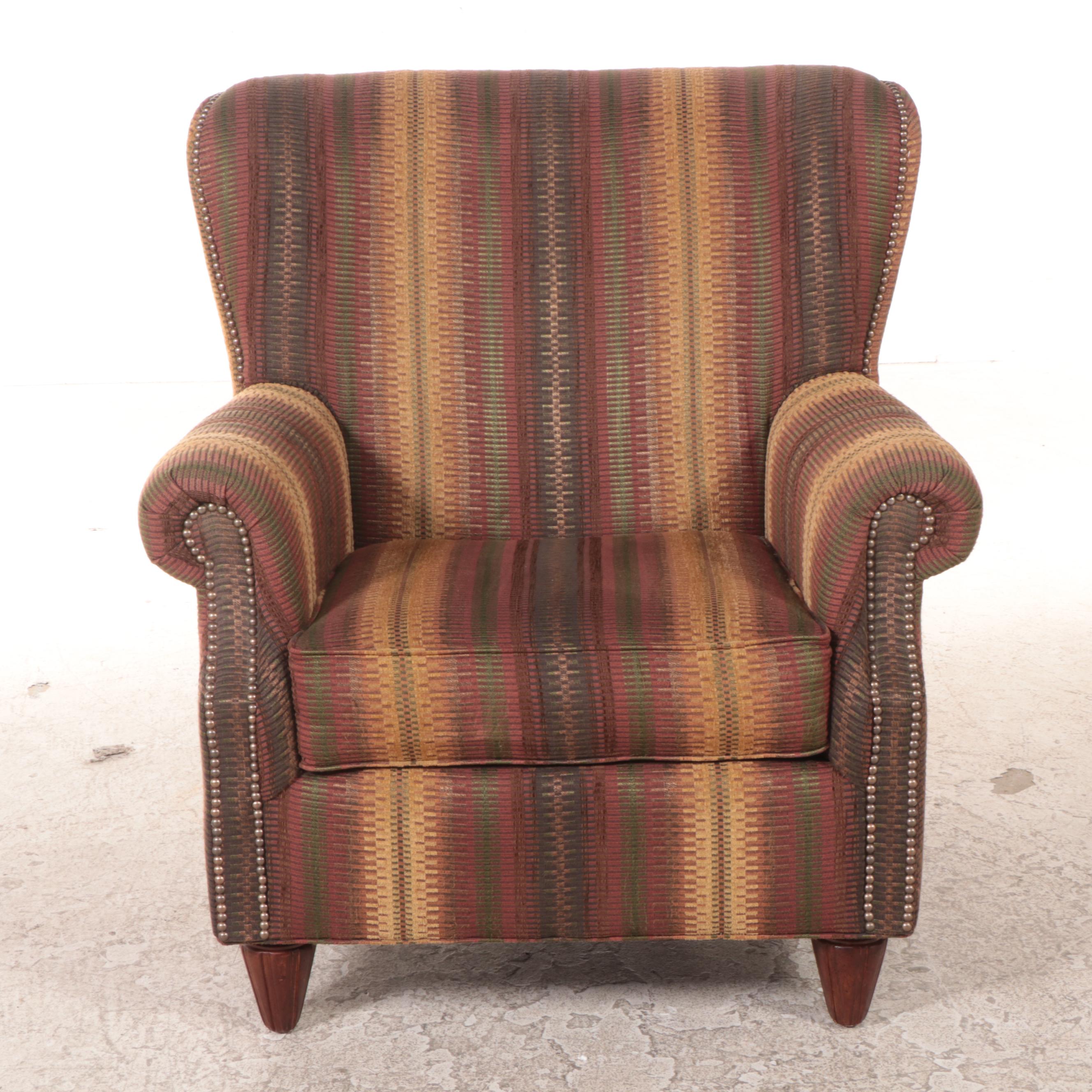 Fairfield Chair Company Custom-Upholstered Wingback Armchair and Ottoman
