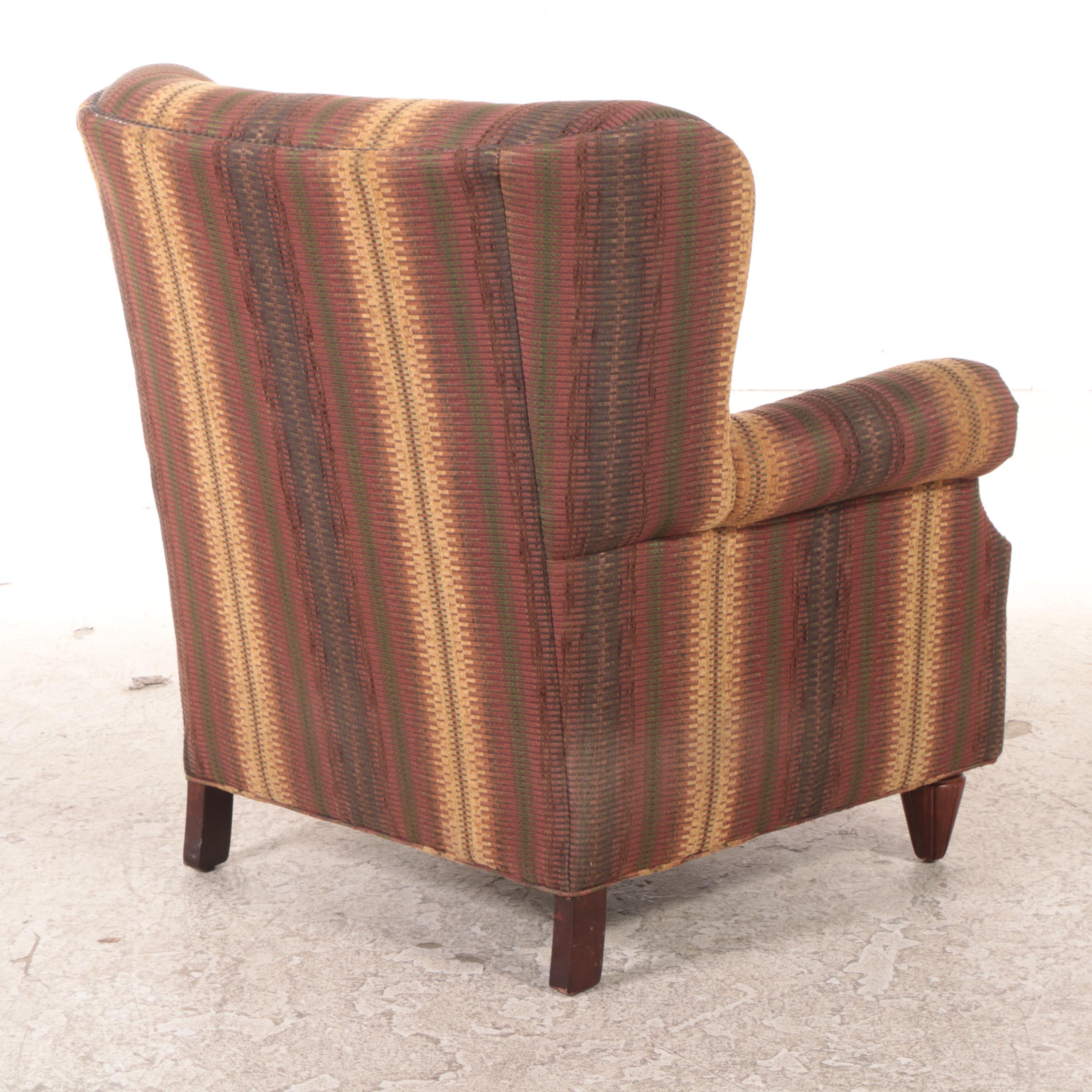 Fairfield Chair Company Custom-Upholstered Wingback Armchair and Ottoman