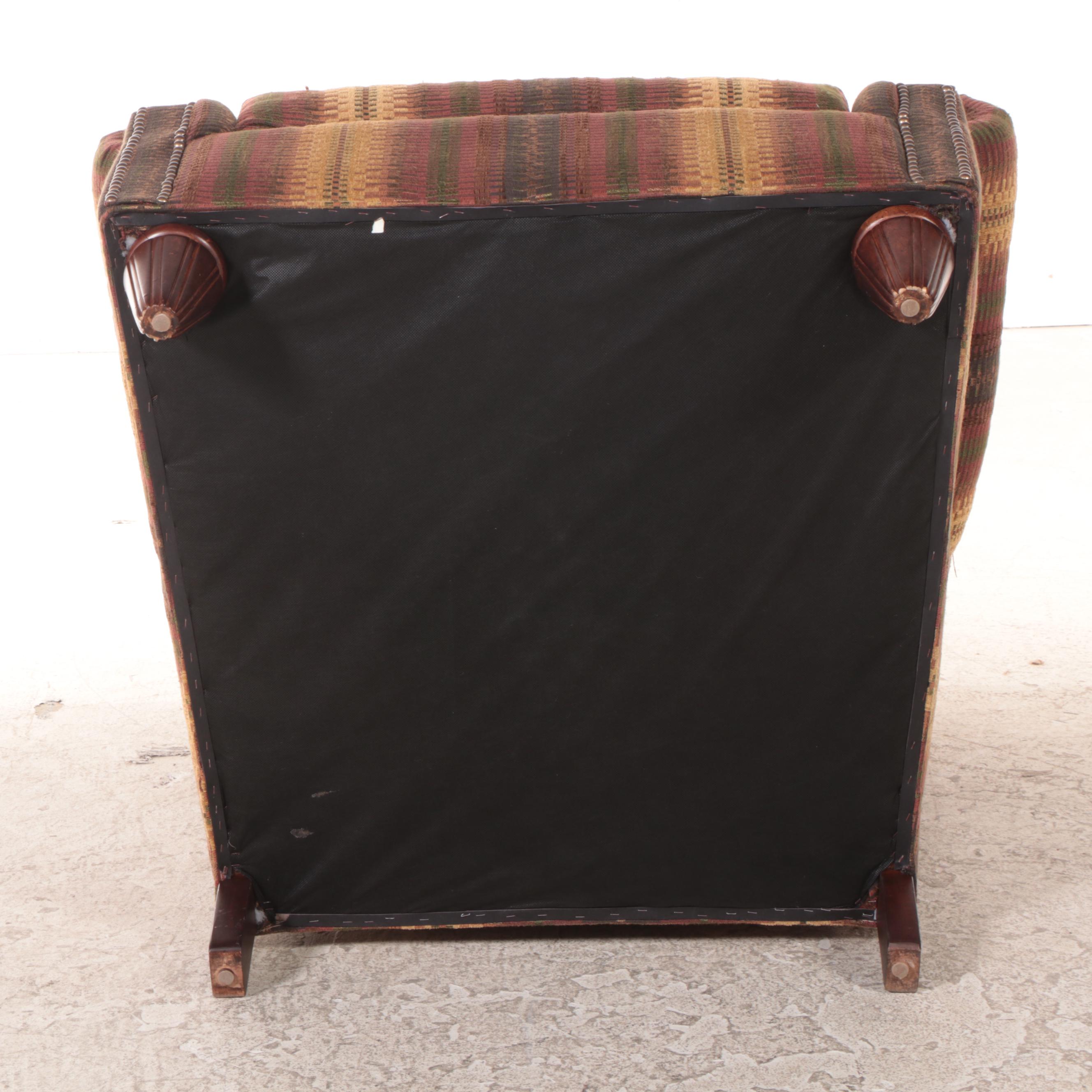 Fairfield Chair Company Custom-Upholstered Wingback Armchair and Ottoman