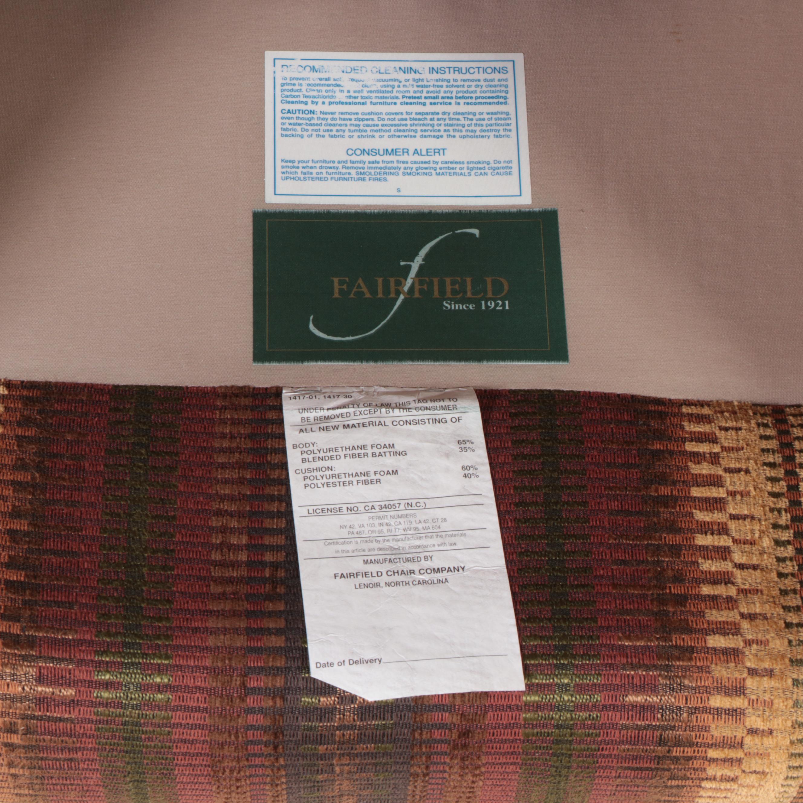 Fairfield Chair Company Custom-Upholstered Wingback Armchair and Ottoman