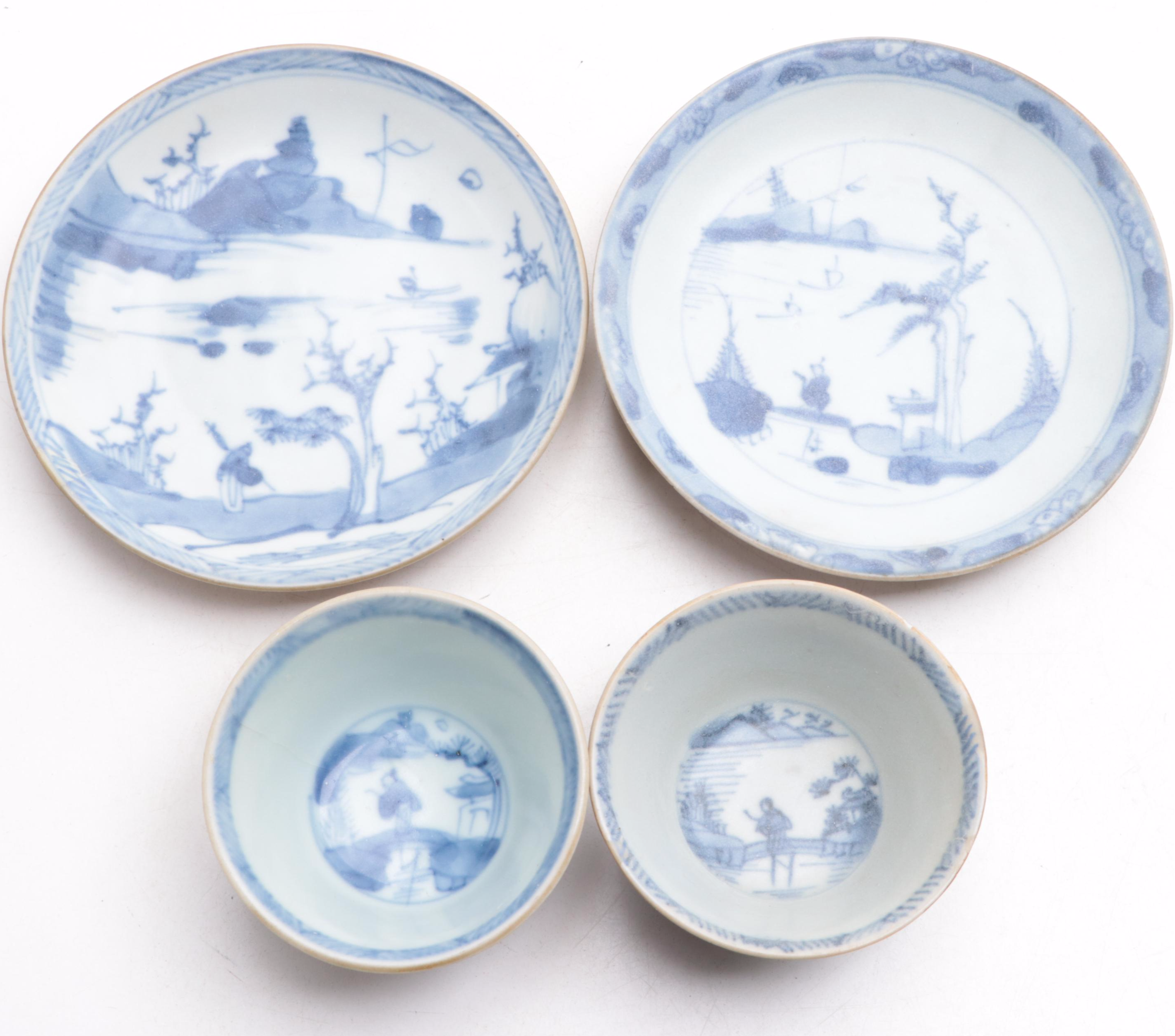 Chinese Batavian Ware Porcelain Cups and Saucers