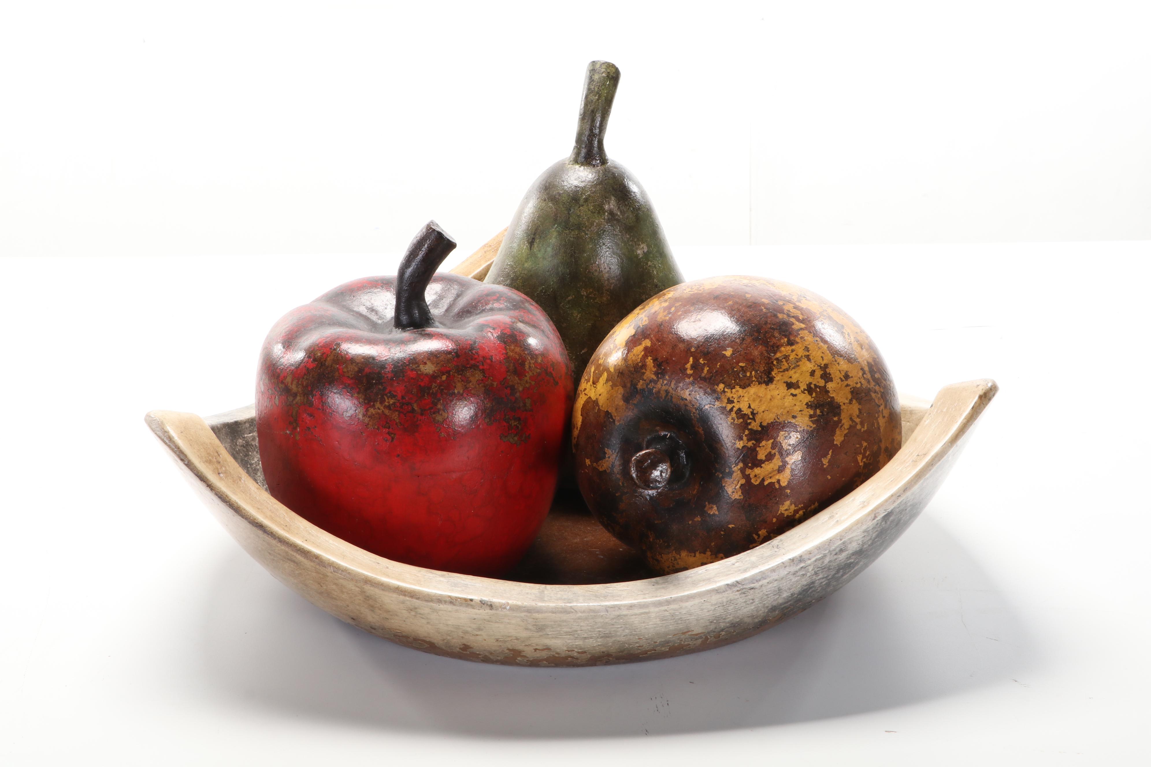 Composite Fruit Bowl With Faux Fruit