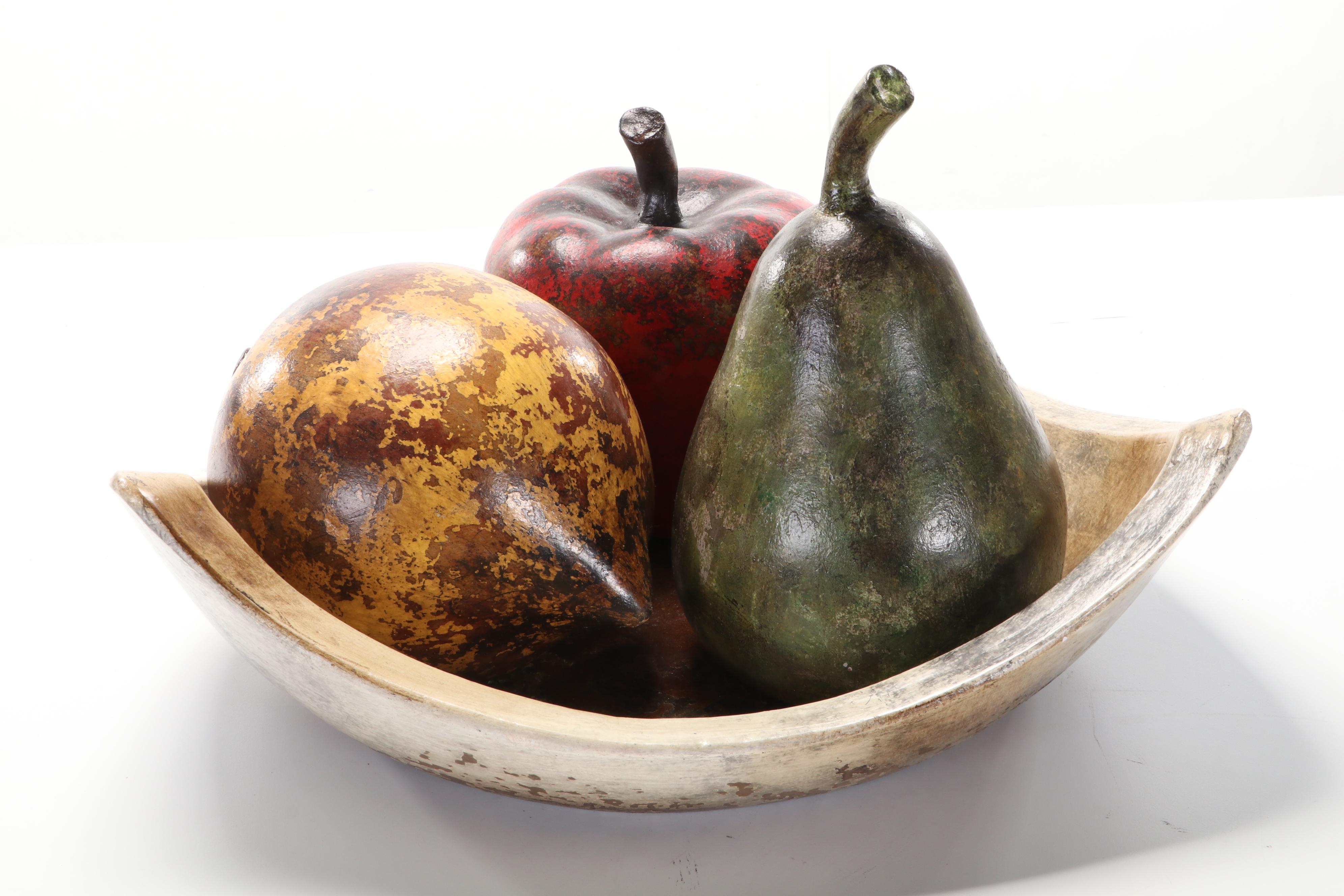 Composite Fruit Bowl With Faux Fruit