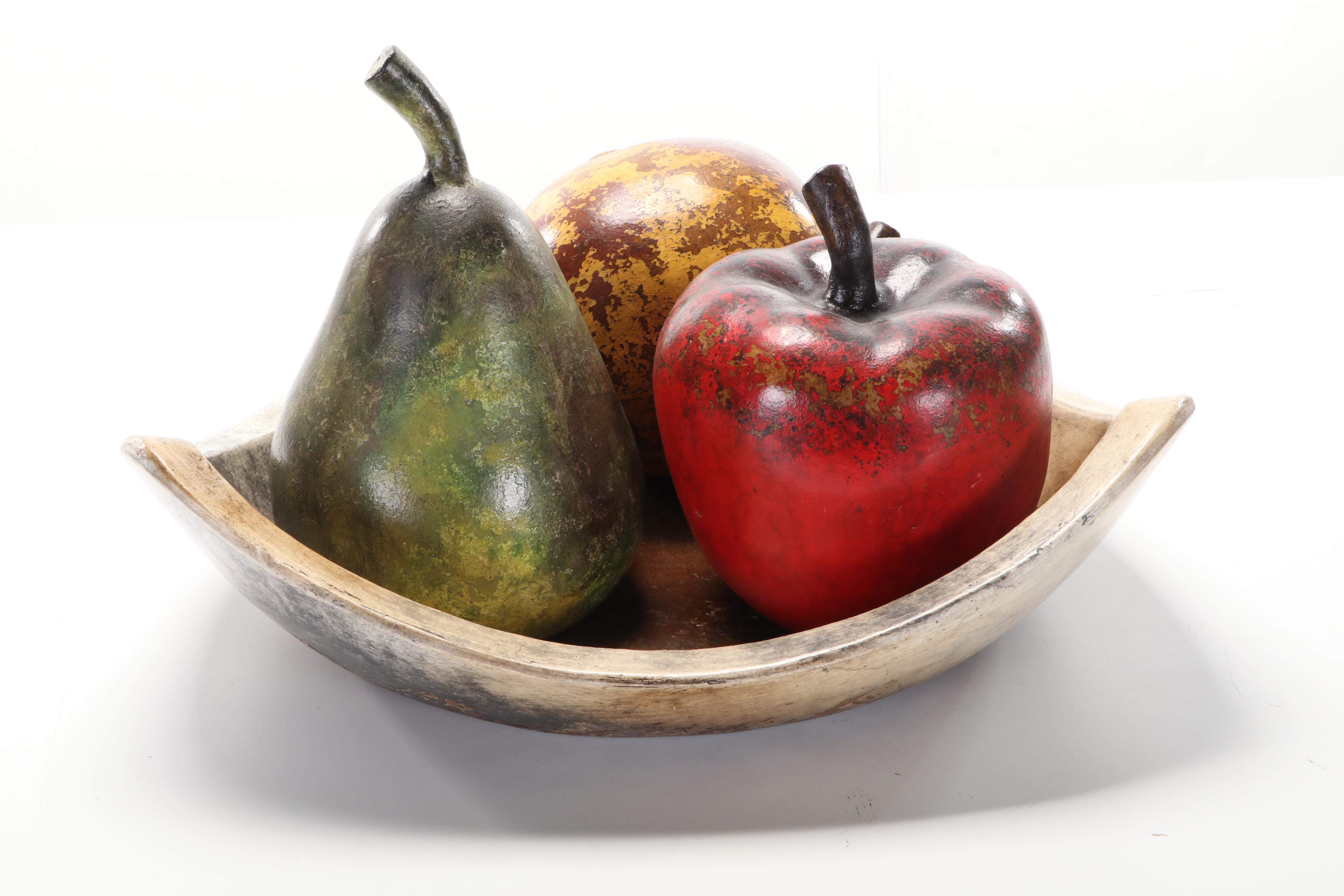 Composite Fruit Bowl With Faux Fruit