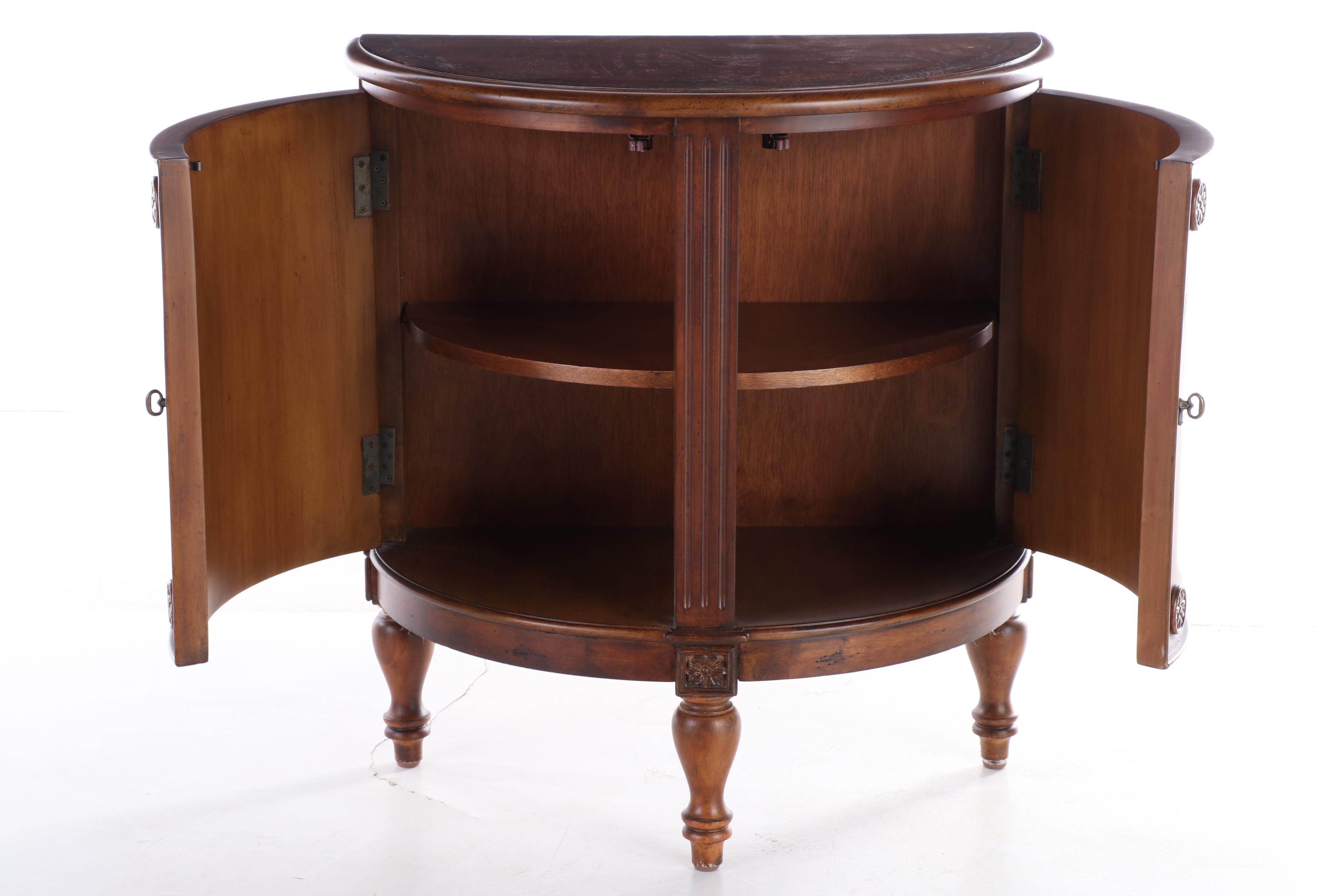 Neoclassical Style Fruitwood-Stained and Paint-Decorated Demilune Commode