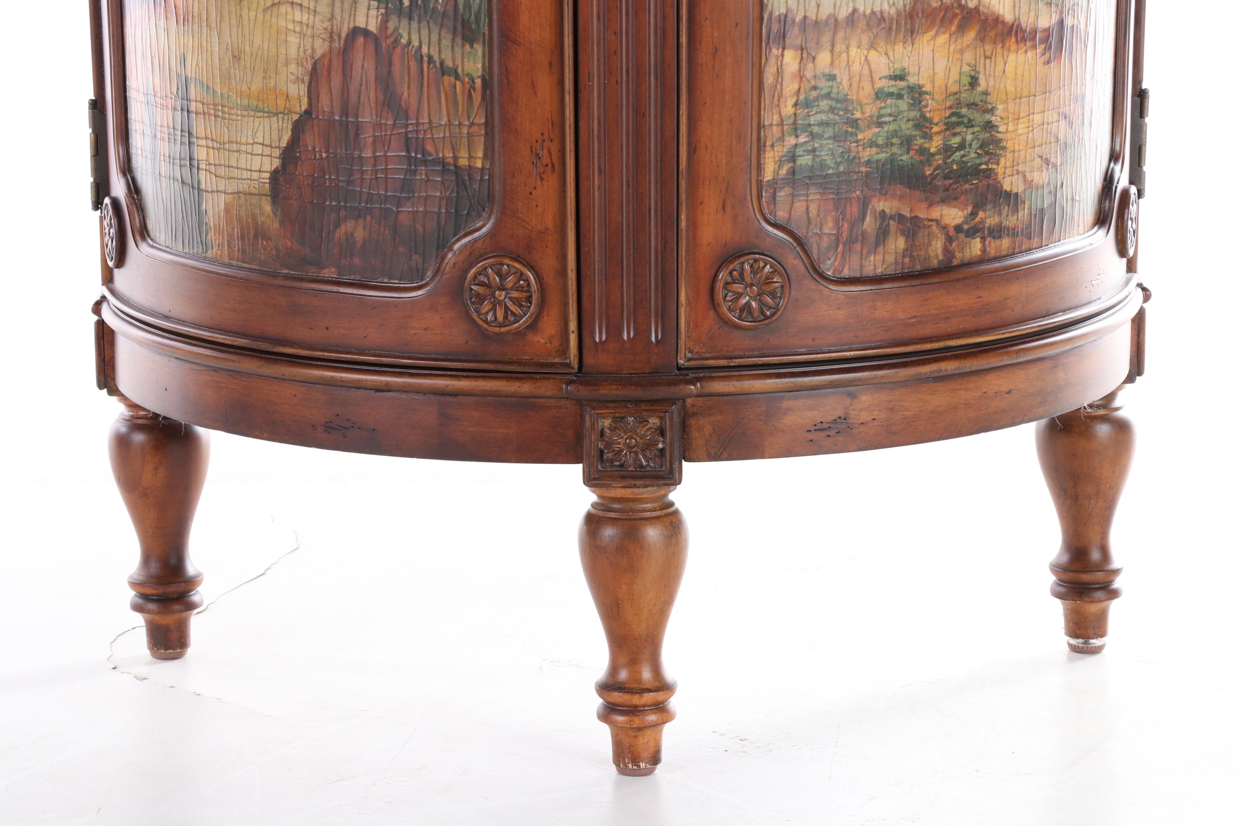 Neoclassical Style Fruitwood-Stained and Paint-Decorated Demilune Commode