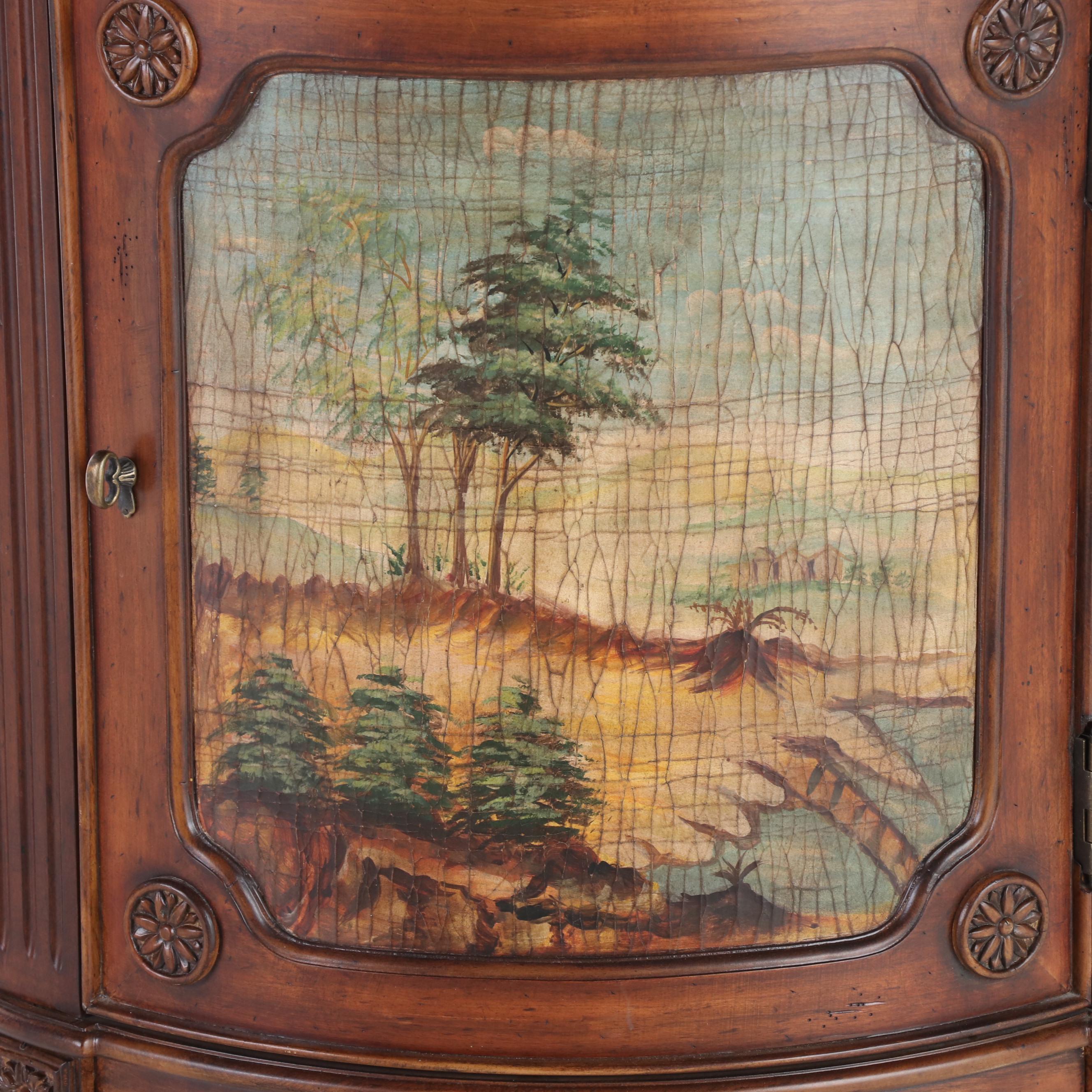 Neoclassical Style Fruitwood-Stained and Paint-Decorated Demilune Commode