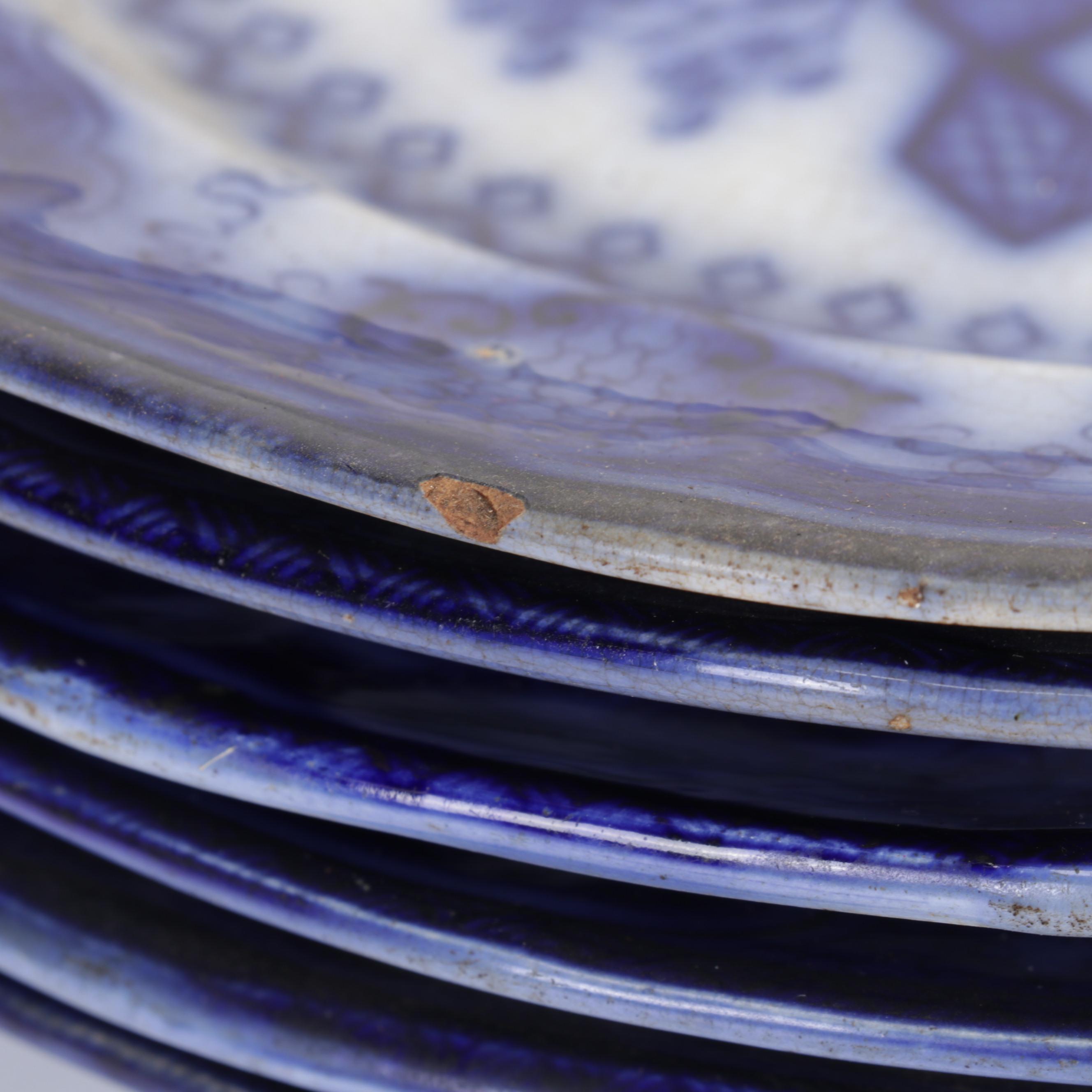 TJ & J Mayer "Oregon" and  J & G  Alcock "Scinde" Flow Blue Ironstone Plates