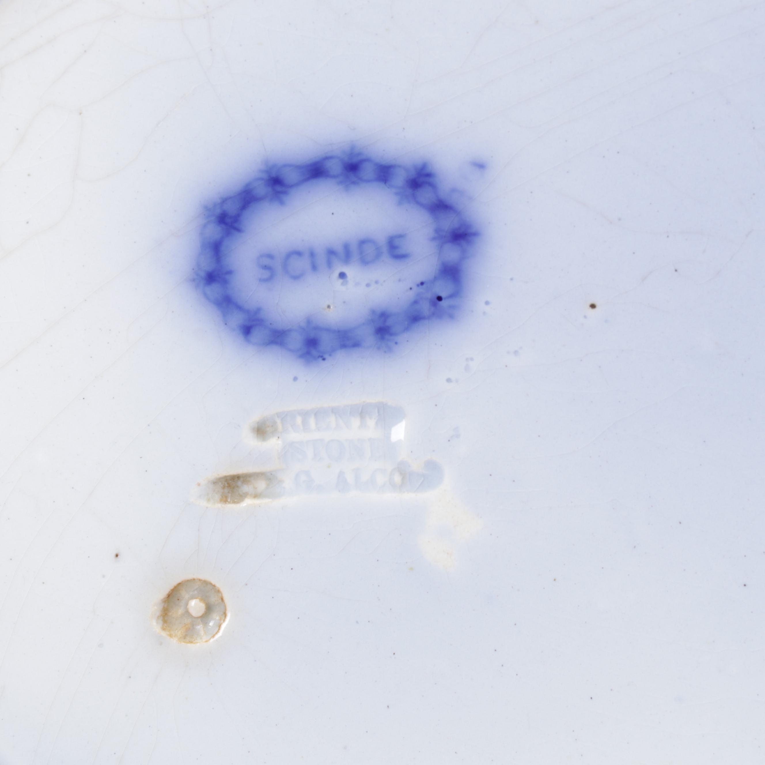 TJ & J Mayer "Oregon" and  J & G  Alcock "Scinde" Flow Blue Ironstone Plates