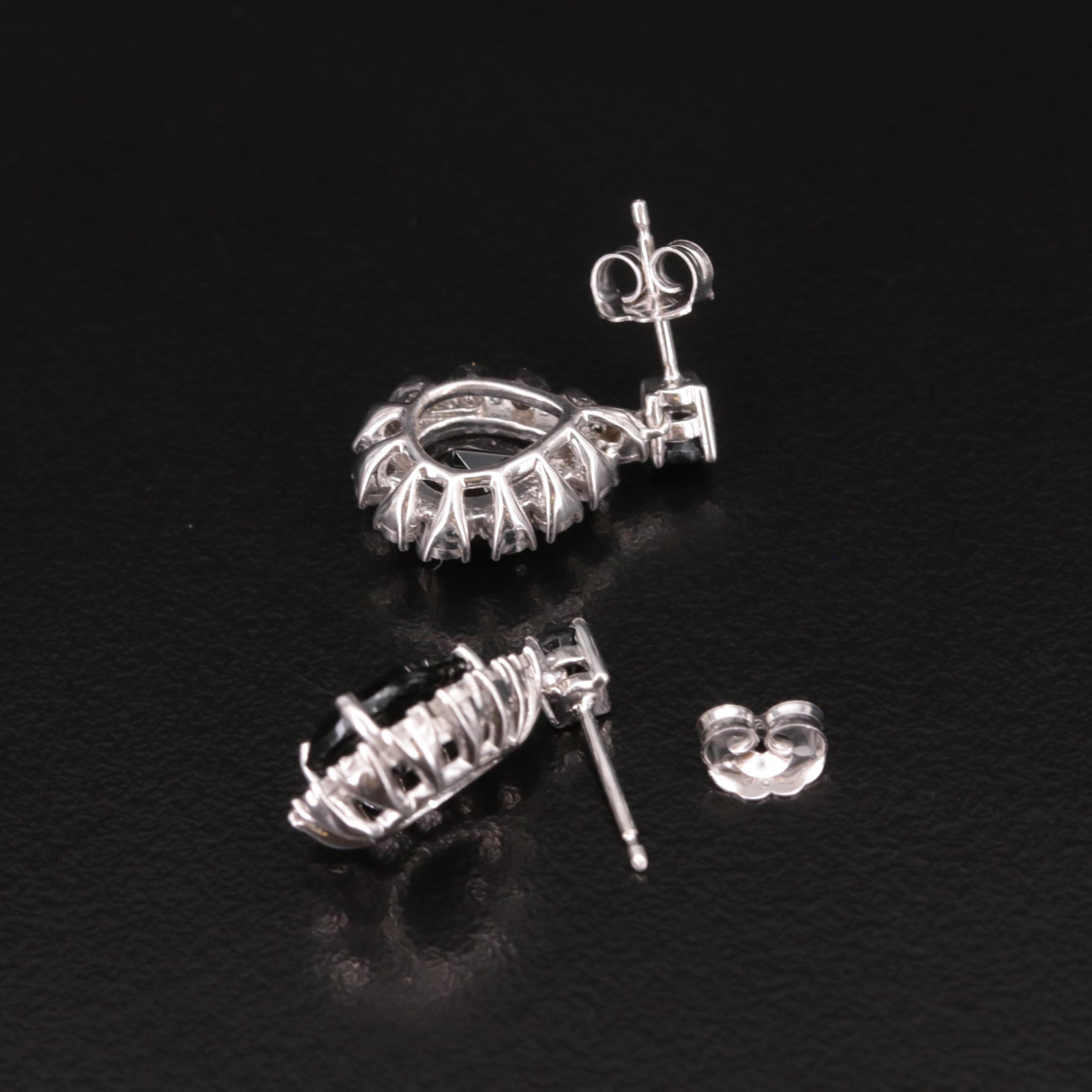 Sterling Black Onyx and Diamond Earrings