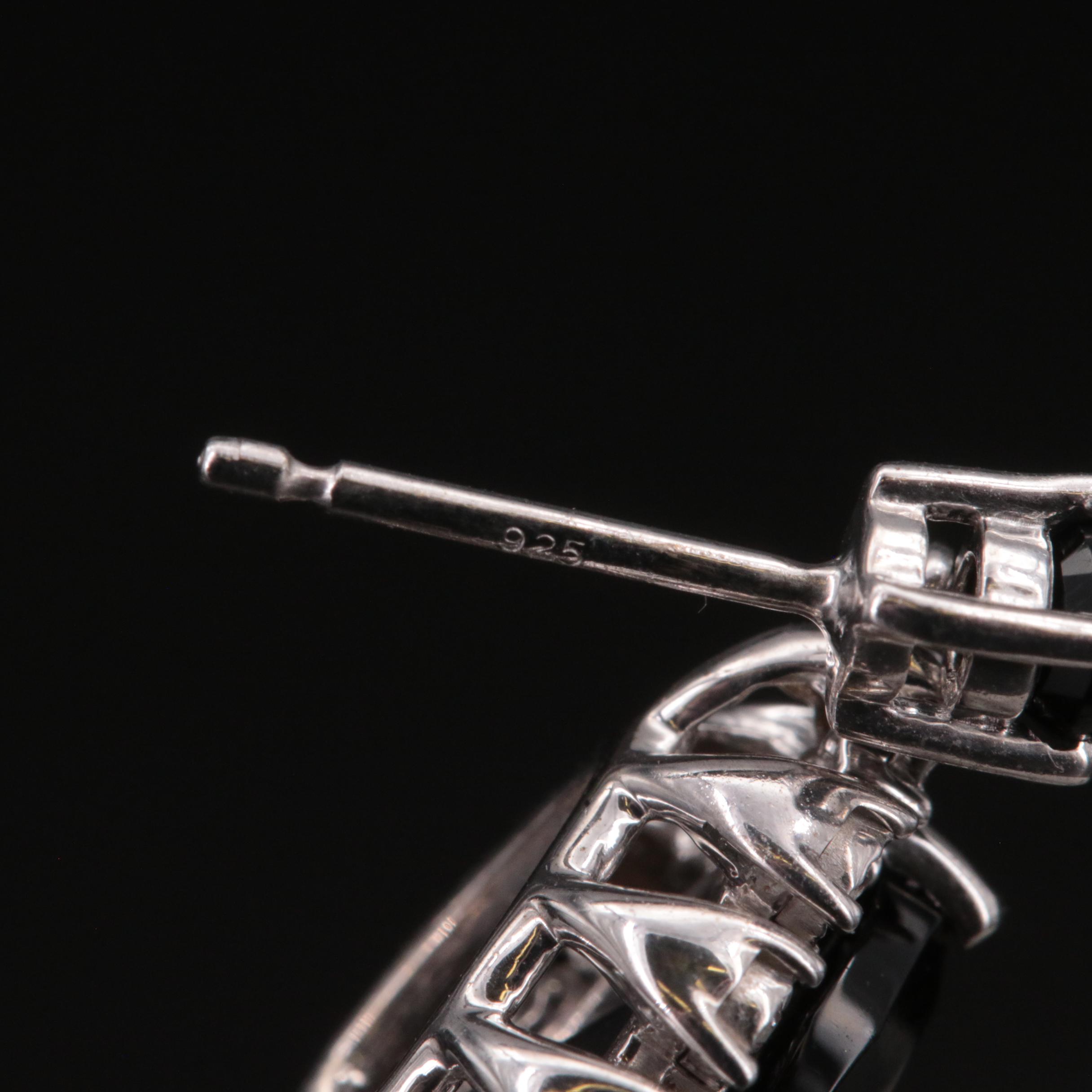 Sterling Black Onyx and Diamond Earrings