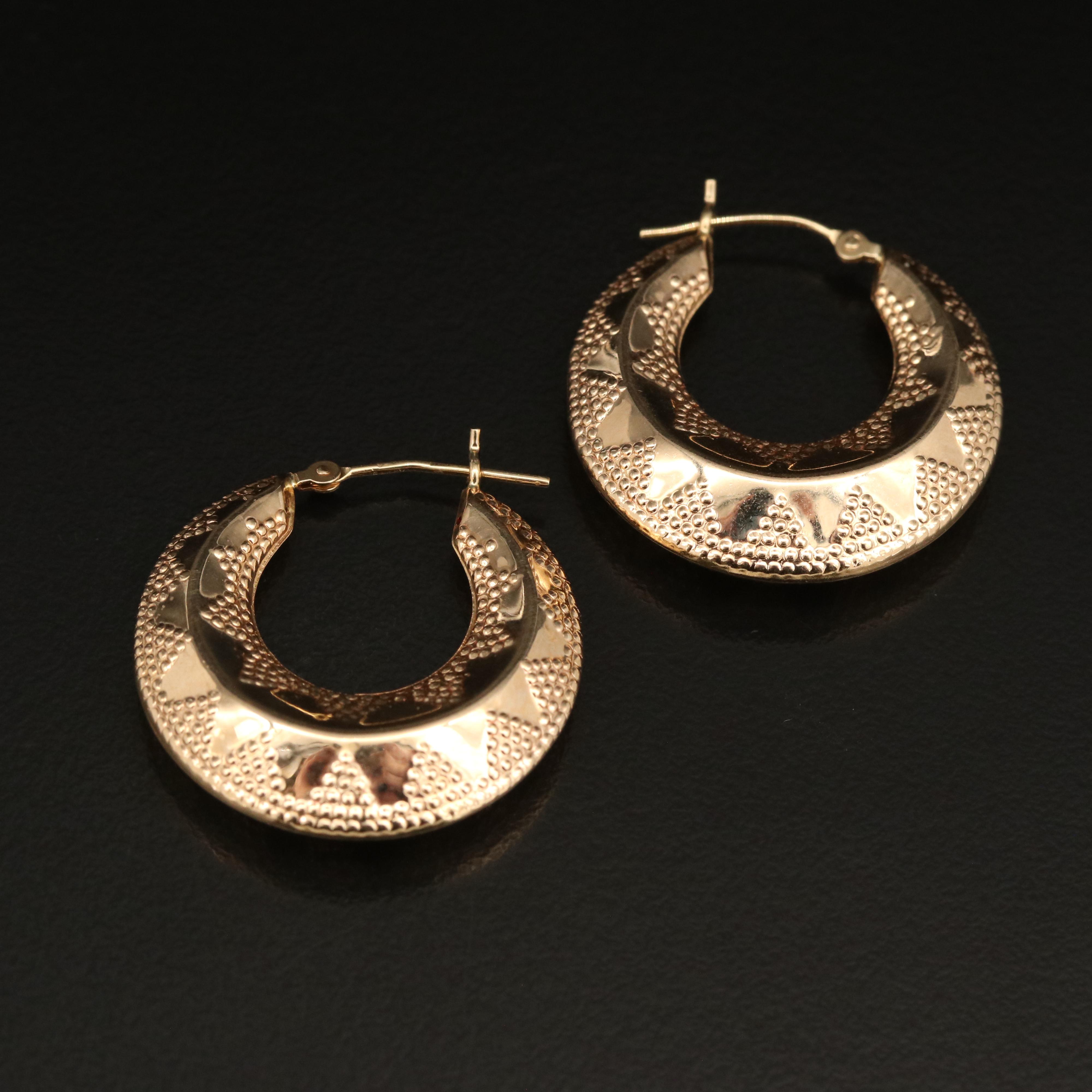 14K Granulated Hoop Earrings