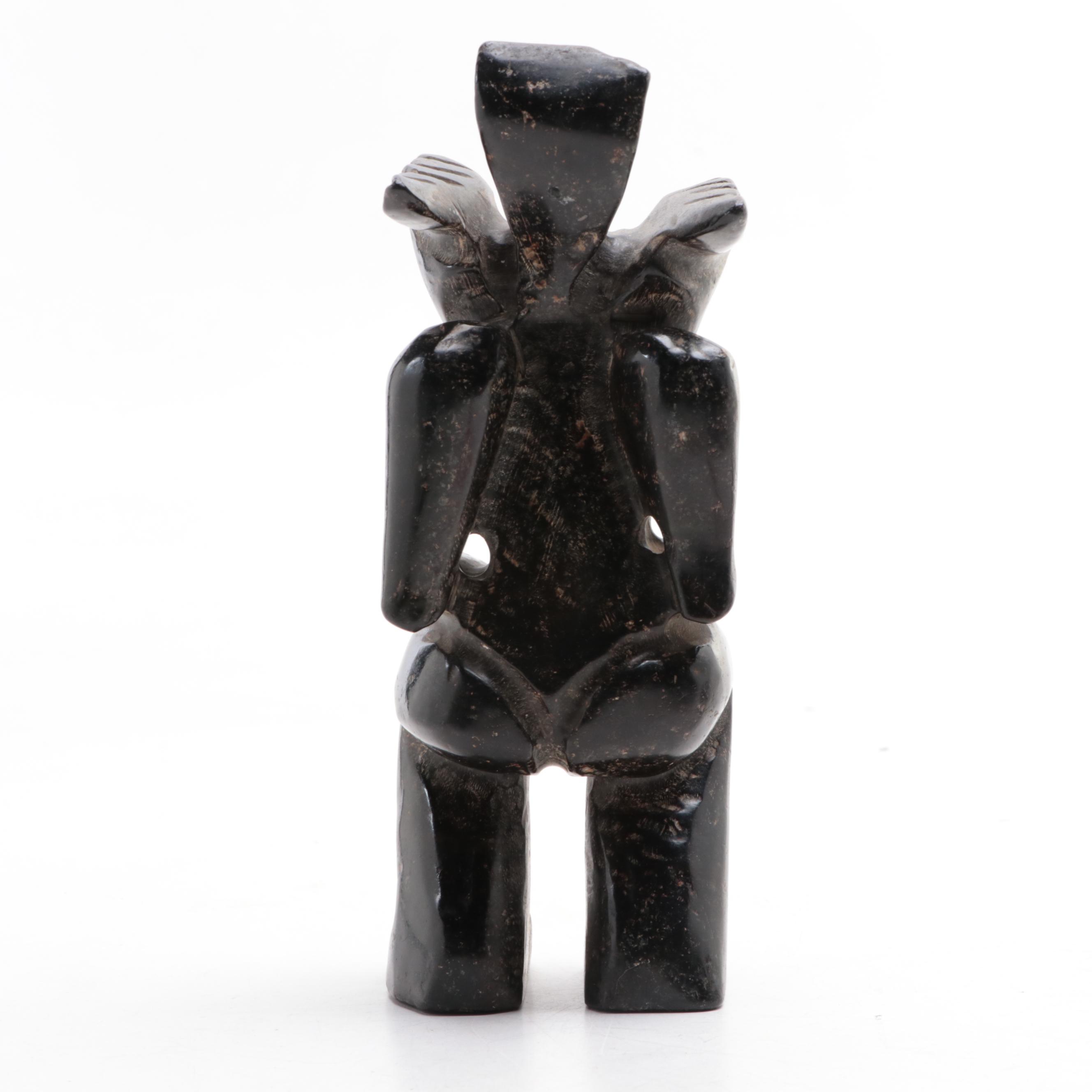 Hongshan Style Carved Stone Figure and Figural Carved Vertebrae