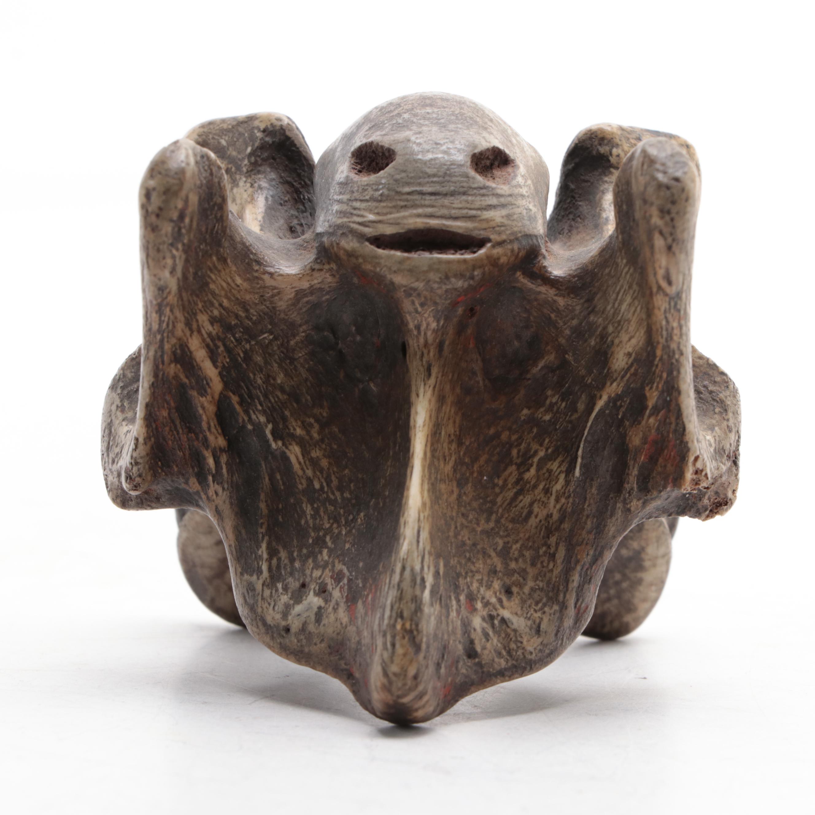 Hongshan Style Carved Stone Figure and Figural Carved Vertebrae