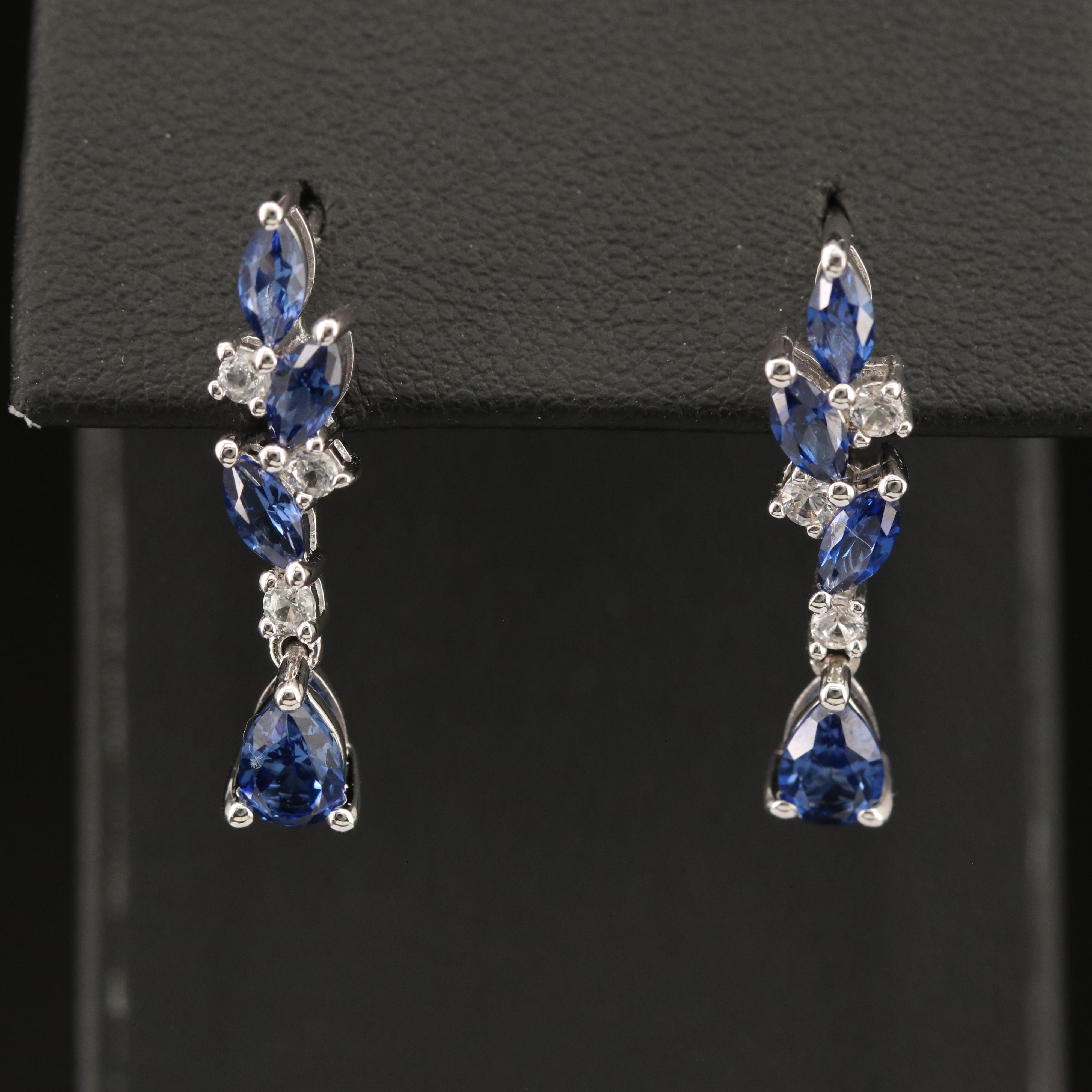 Sterling Sapphire and Topaz Earrings
