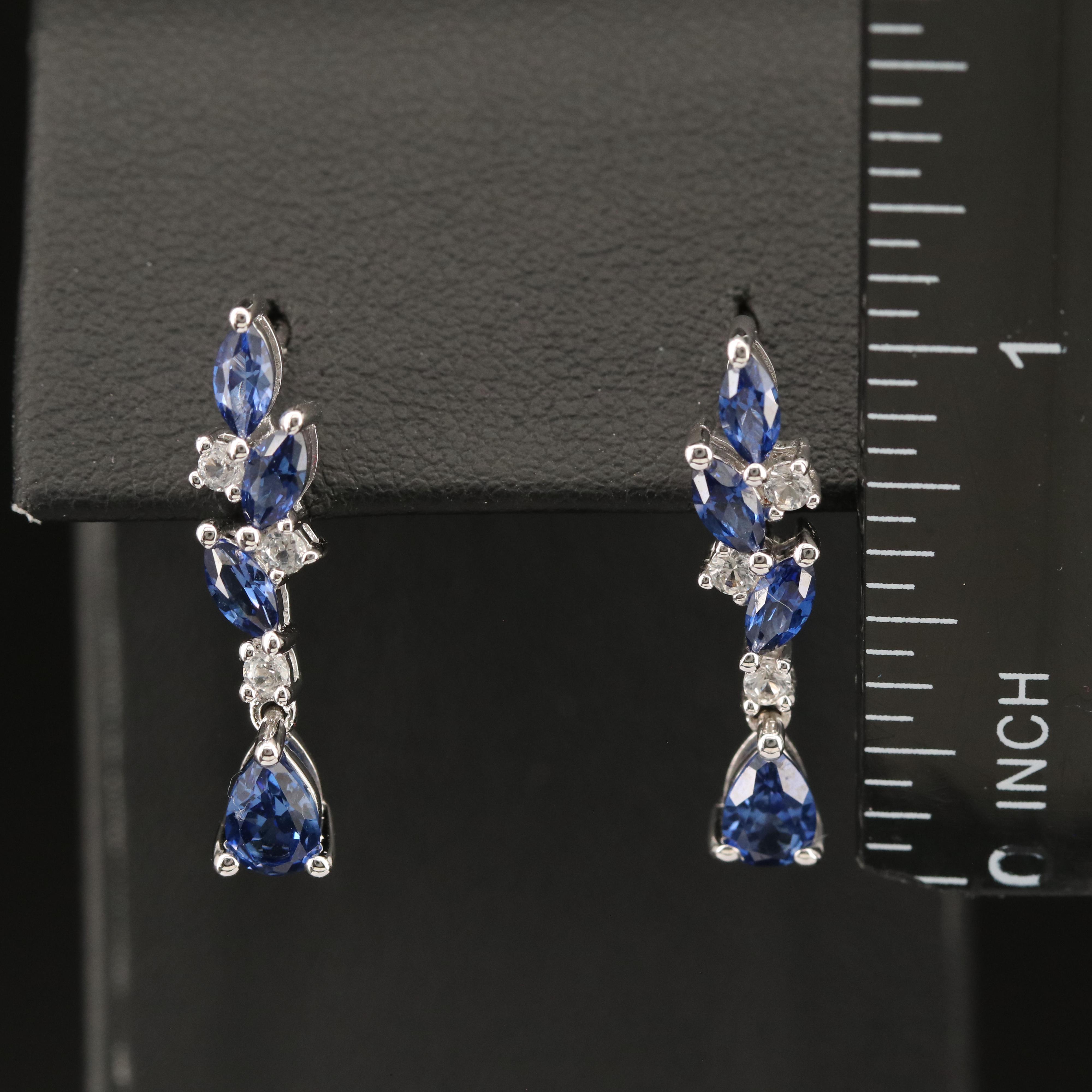 Sterling Sapphire and Topaz Earrings