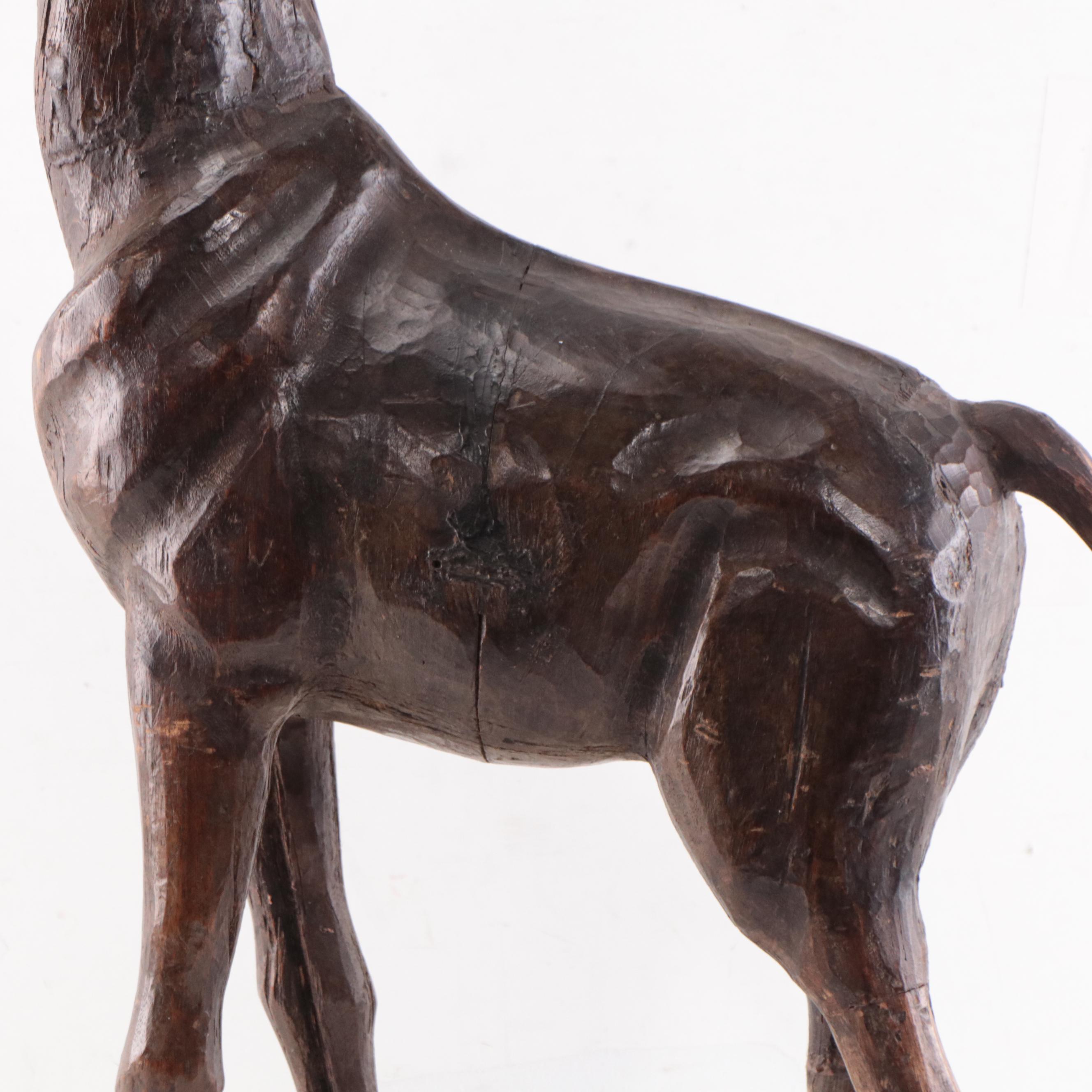 Bontoc Carved Pine Wood Papier-mâché Mold in the Form of a Giraffe