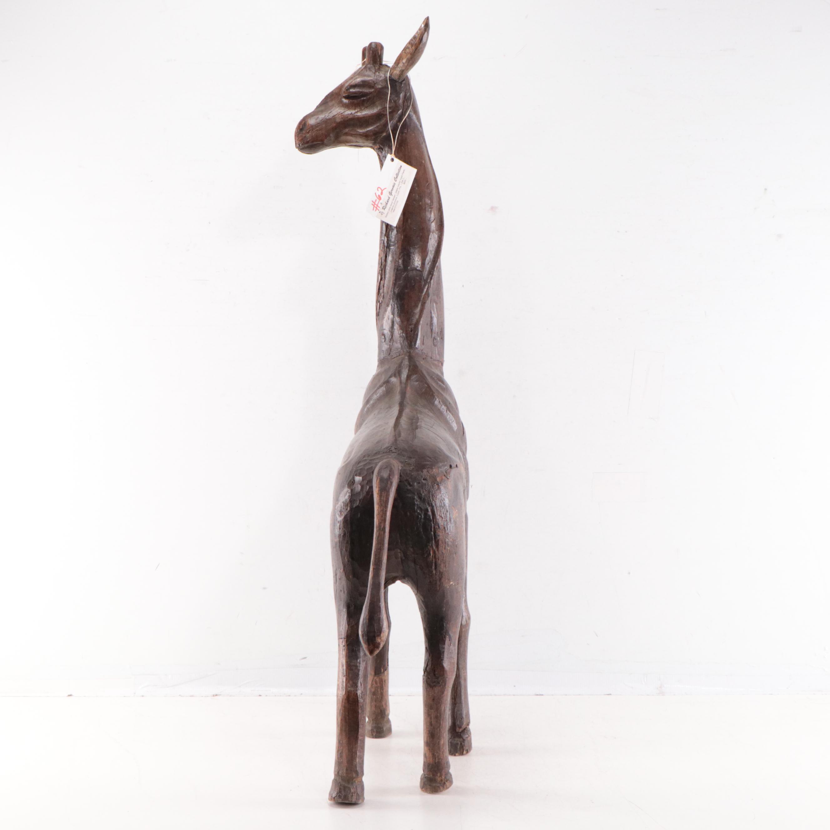 Bontoc Carved Pine Wood Papier-mâché Mold in the Form of a Giraffe