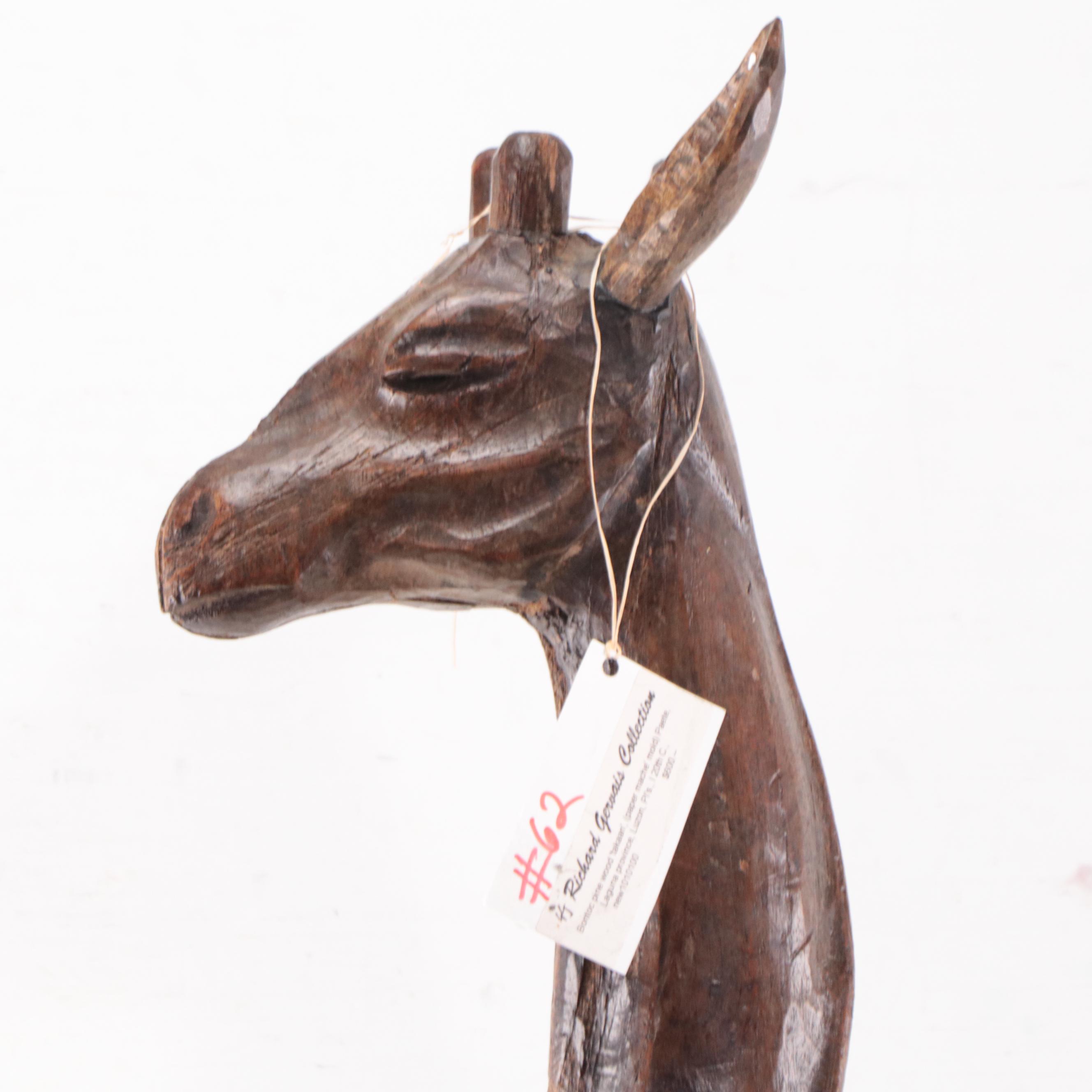 Bontoc Carved Pine Wood Papier-mâché Mold in the Form of a Giraffe