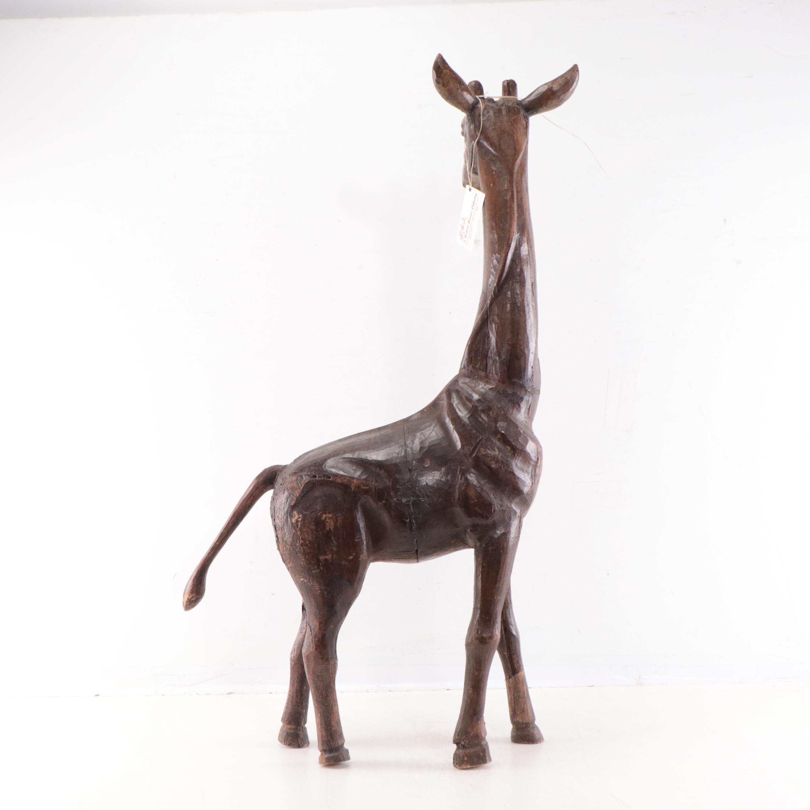 Bontoc Carved Pine Wood Papier-mâché Mold in the Form of a Giraffe
