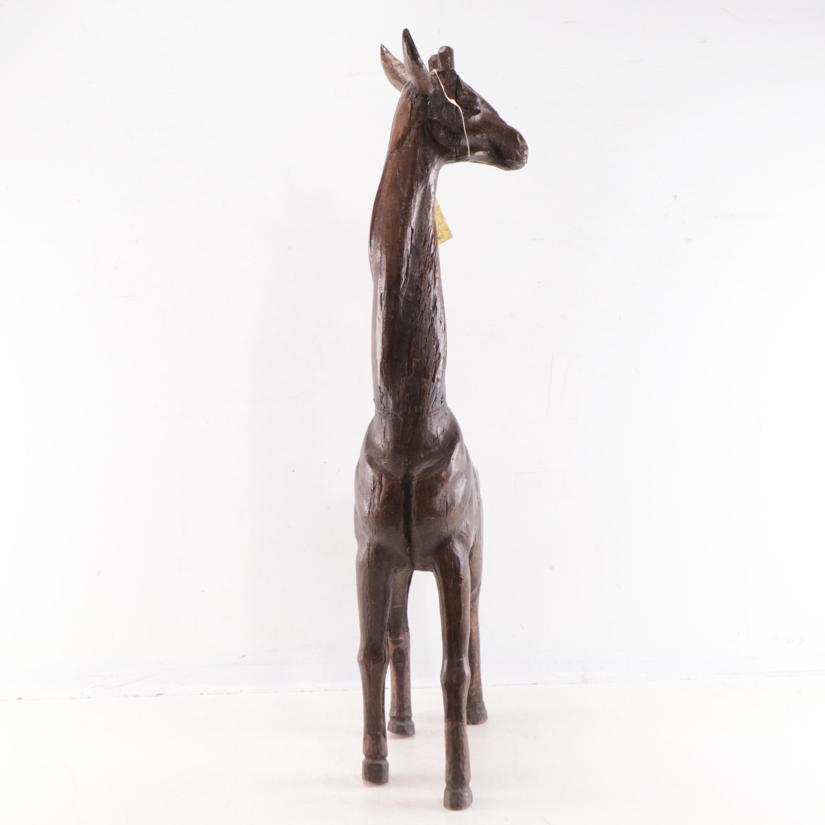 Bontoc Carved Pine Wood Papier-mâché Mold in the Form of a Giraffe